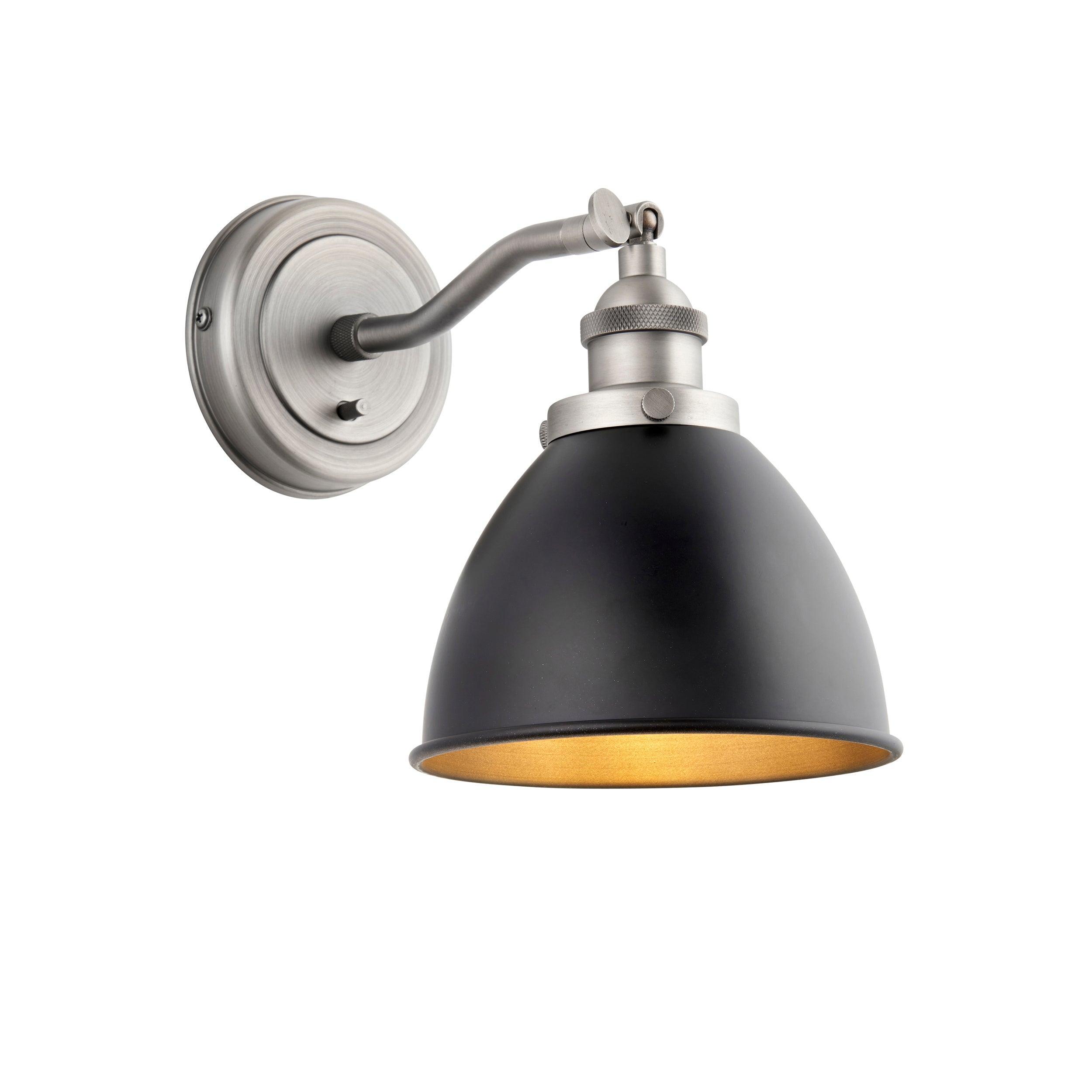Franklin Pewter & Black Metal Shade Wall Light-WAREHOUSE-40-240426