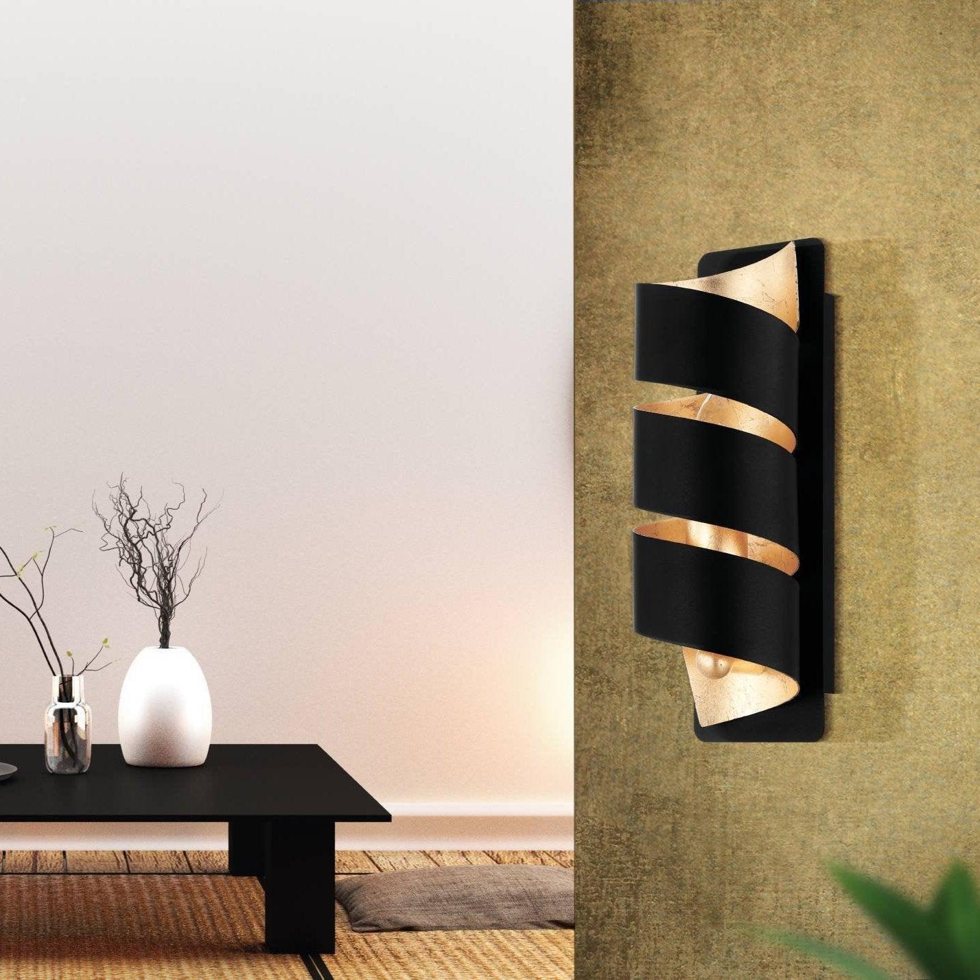 eglo elizondo black gold spiral wall light