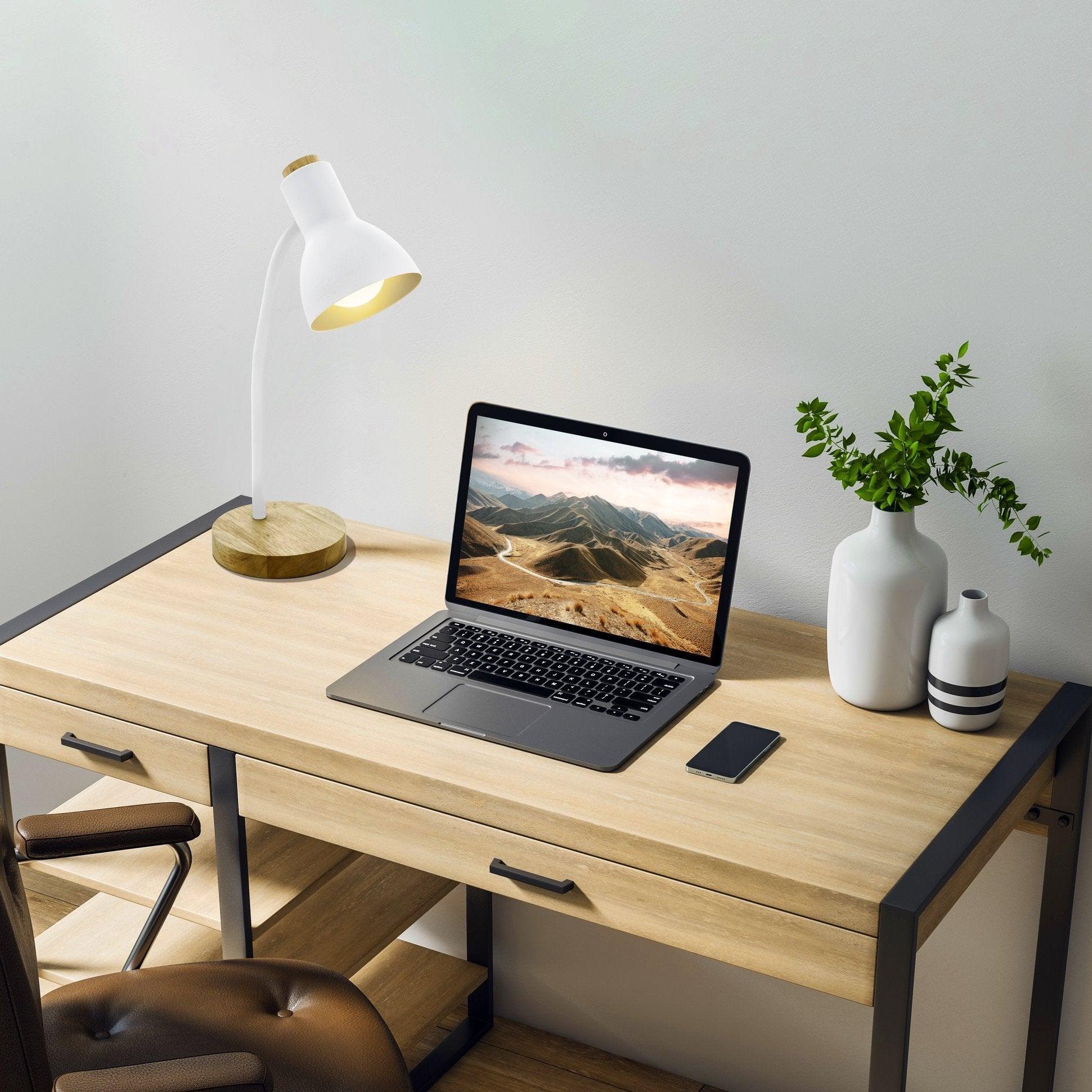 eglo veradal white metal wood table lamp
