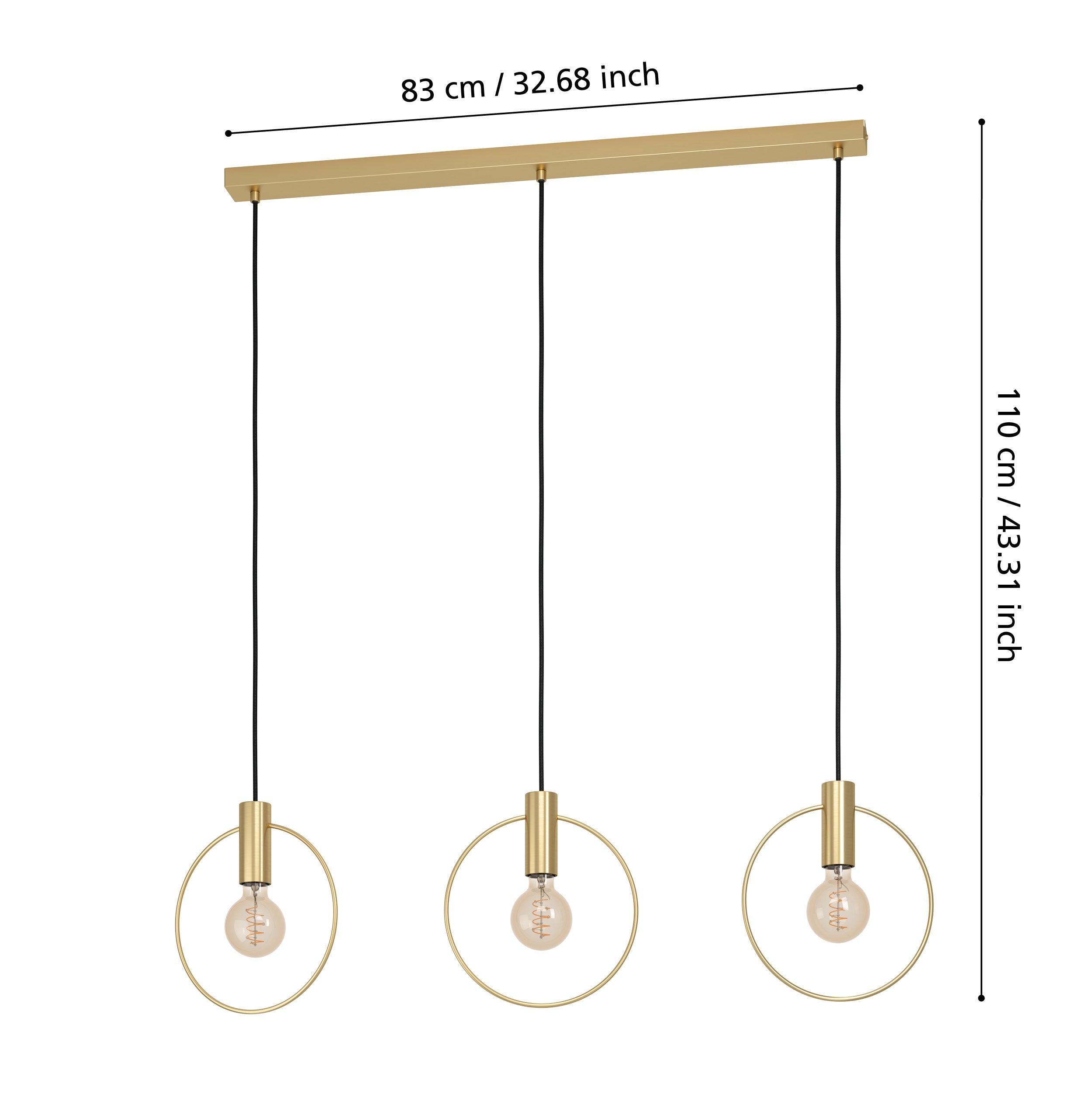 eglo manizales 3 light brass hoop ceiling pendant kitchen lighting