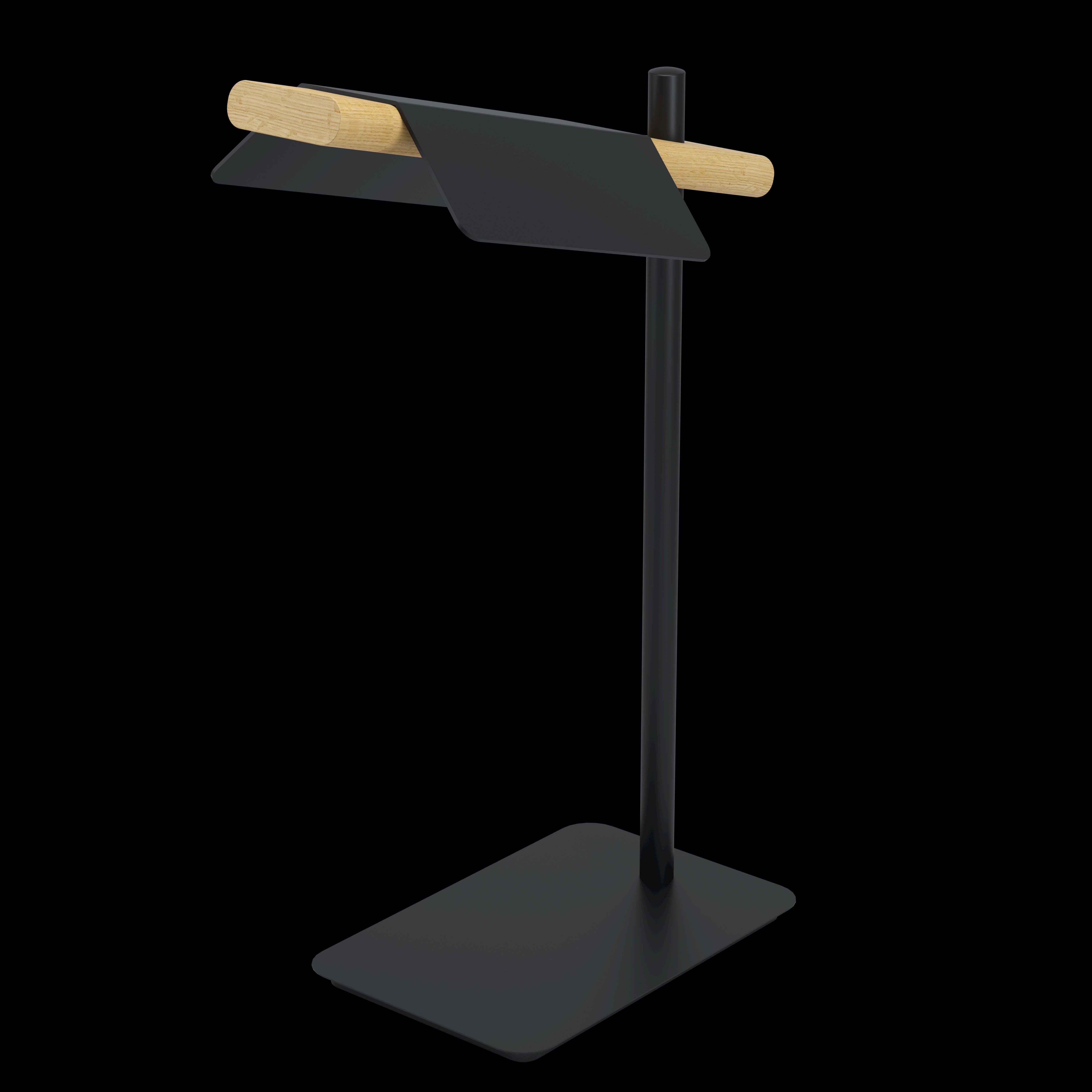 eglo ermua black metal wood led table lamp