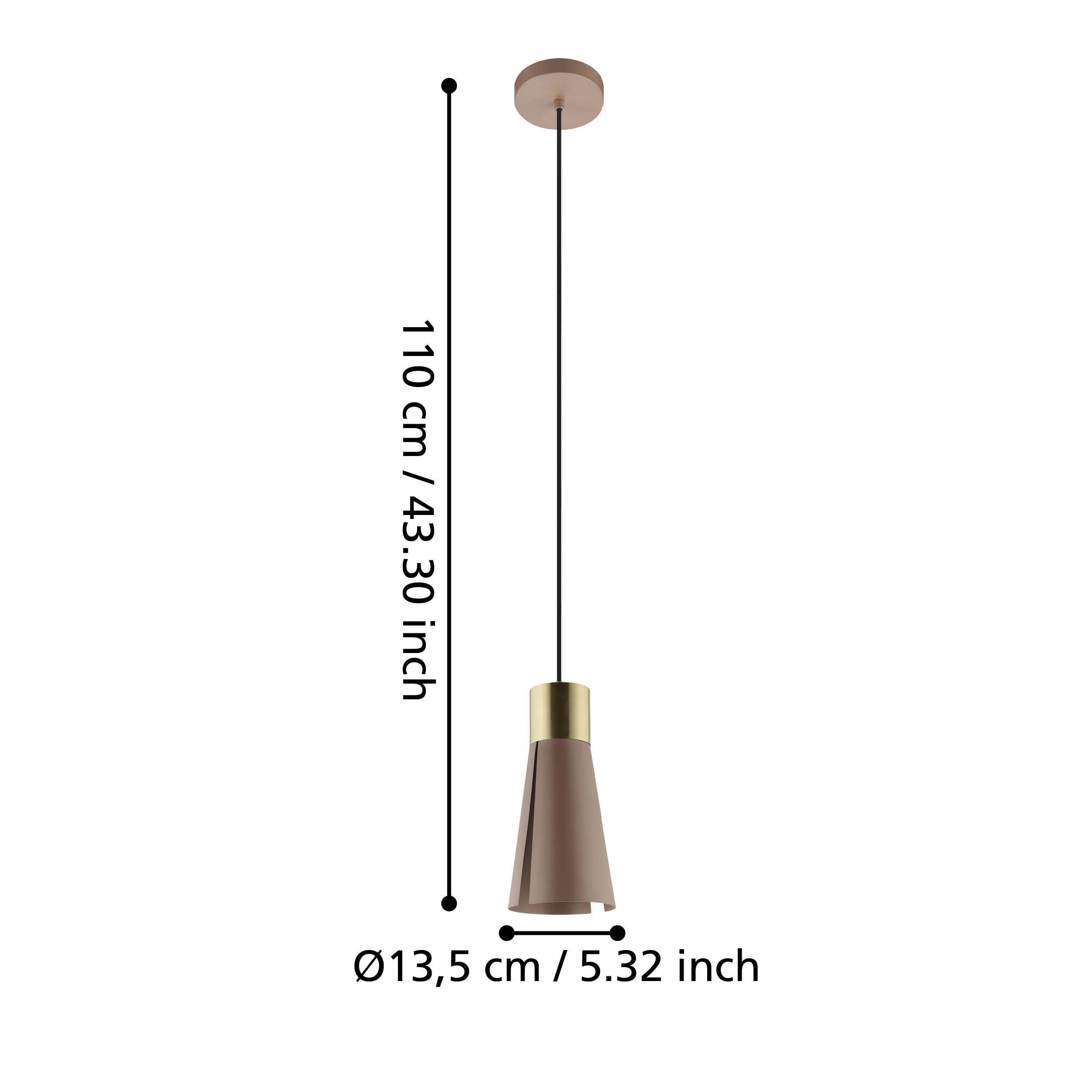 eglo losalomas conical brown brass ceiling pendant living room close up
