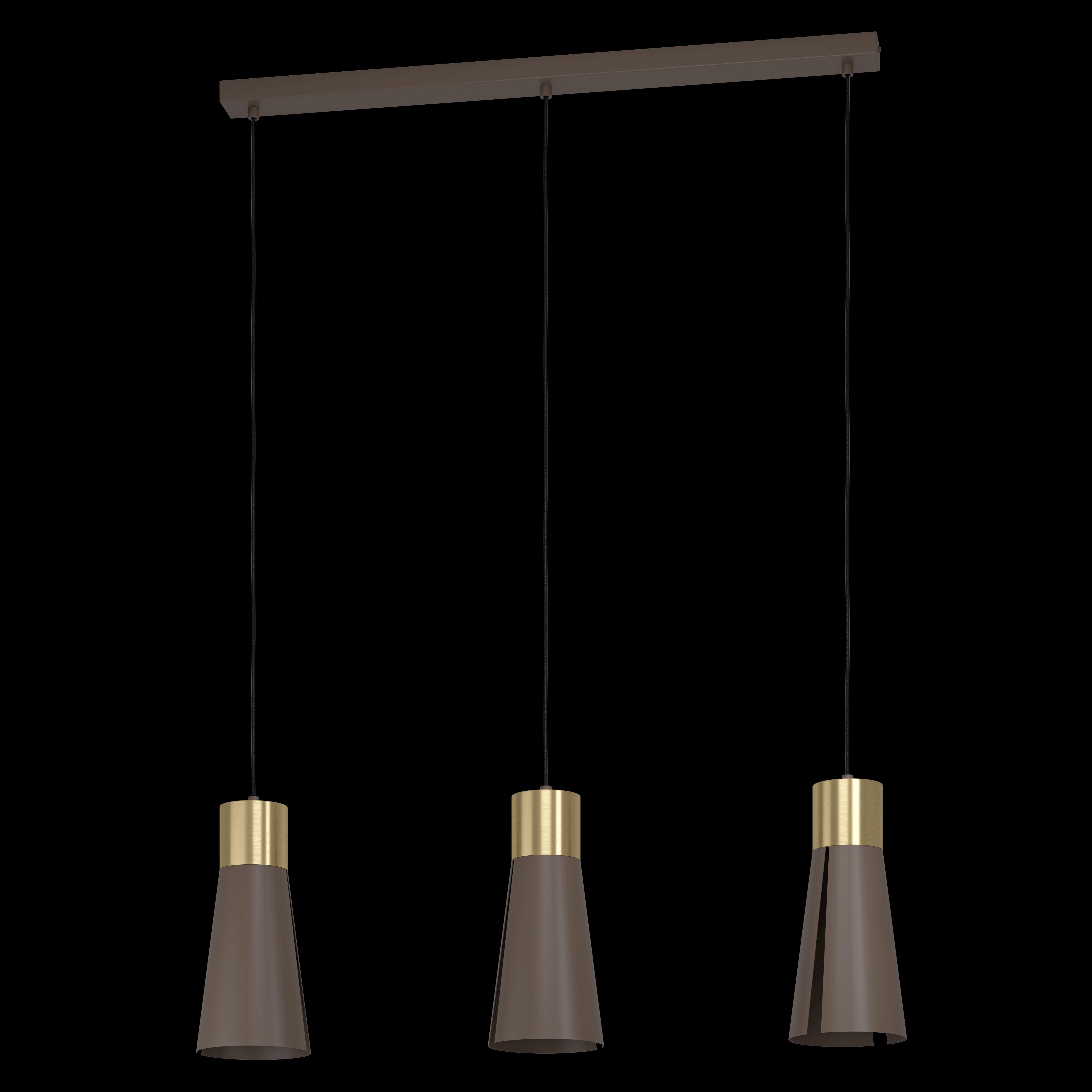eglo losalomas 3 light conical brown brass pendant living room image