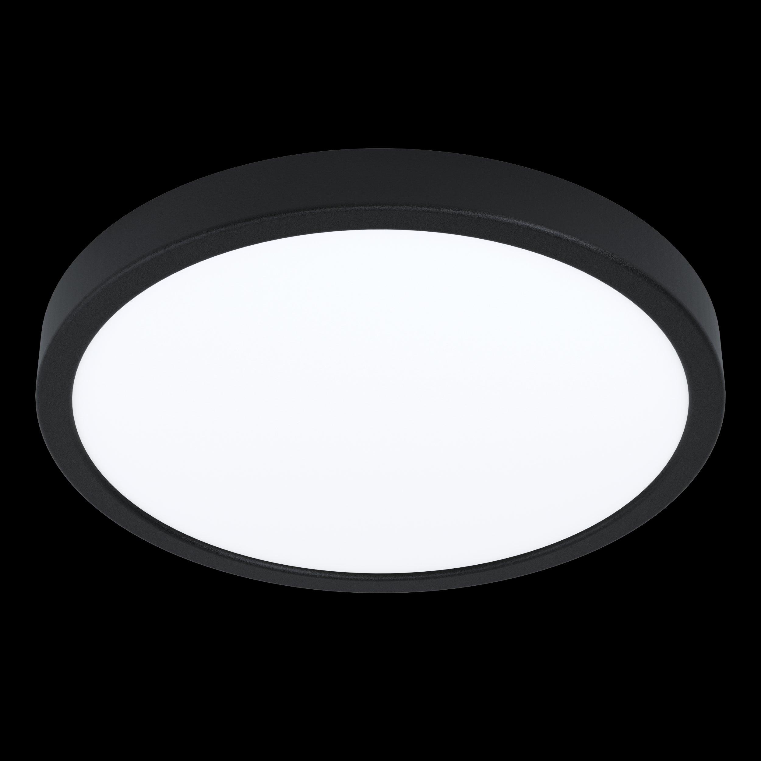 eglo connect fueva z smart led black flush ceiling light living room close up