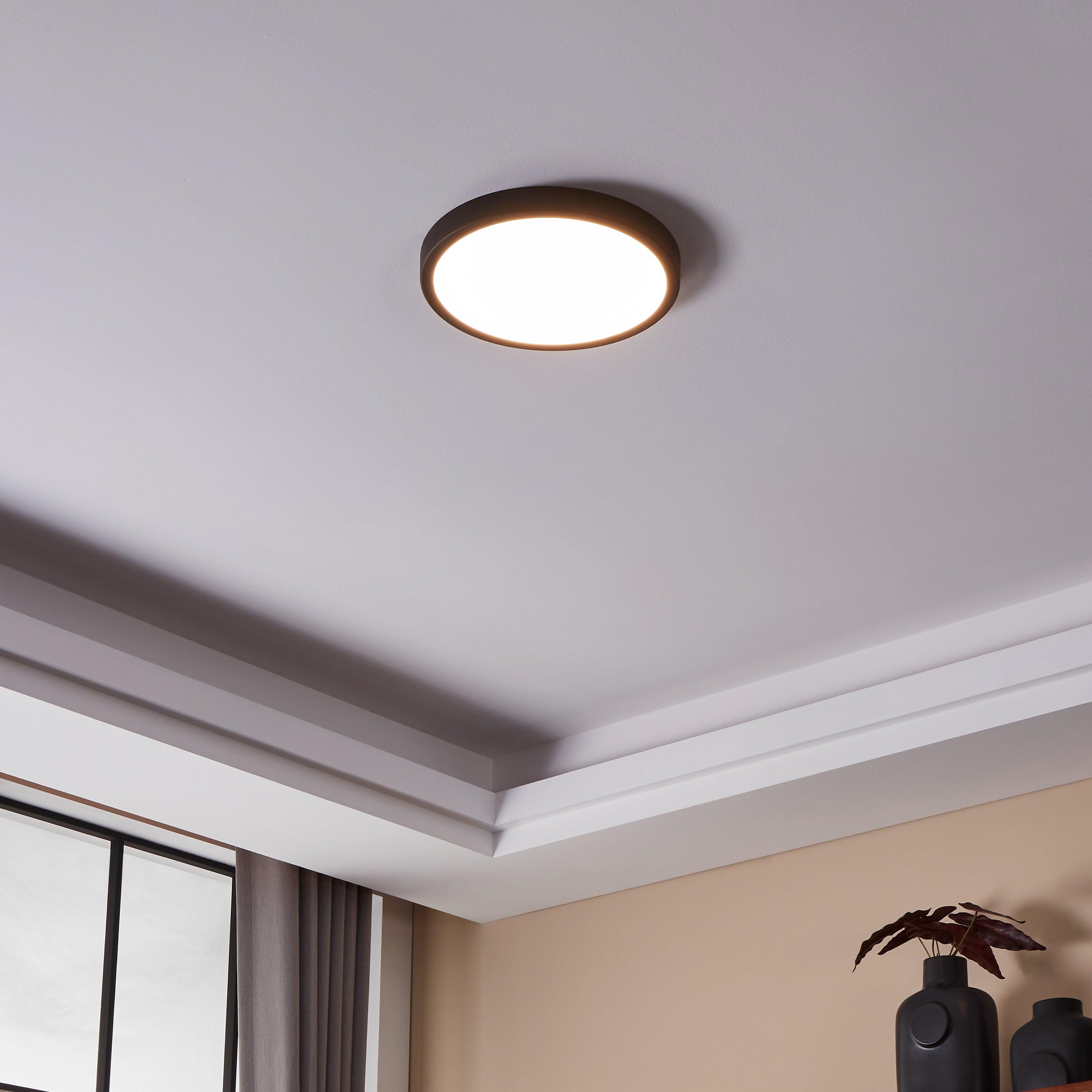 eglo connect fueva z smart led black flush ceiling light living room image
