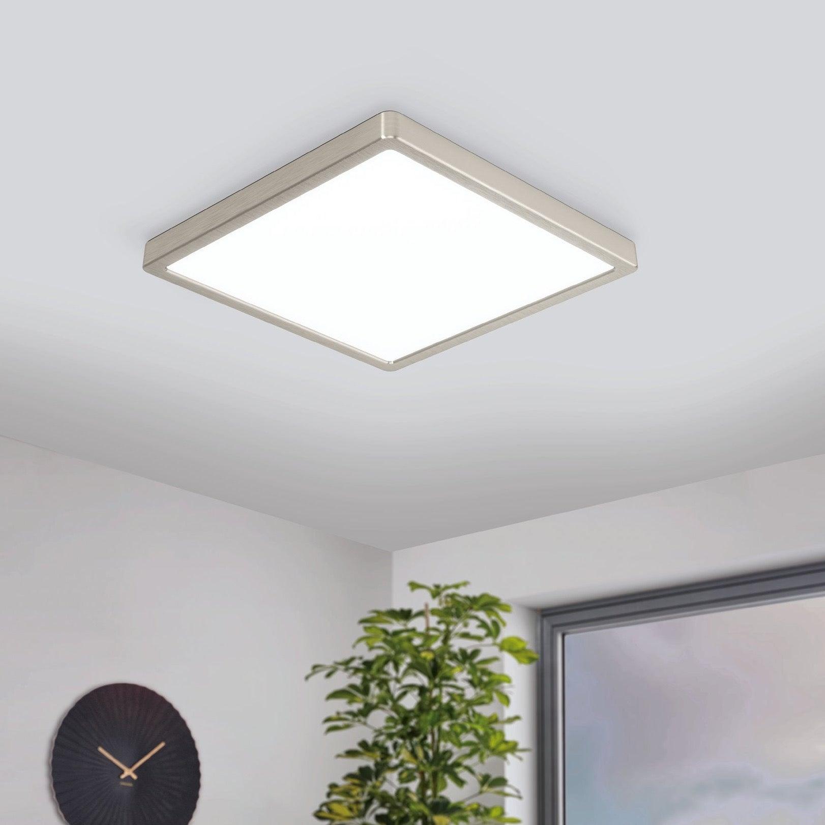 eglo connect fueva z smart led nickel square flush ceiling light