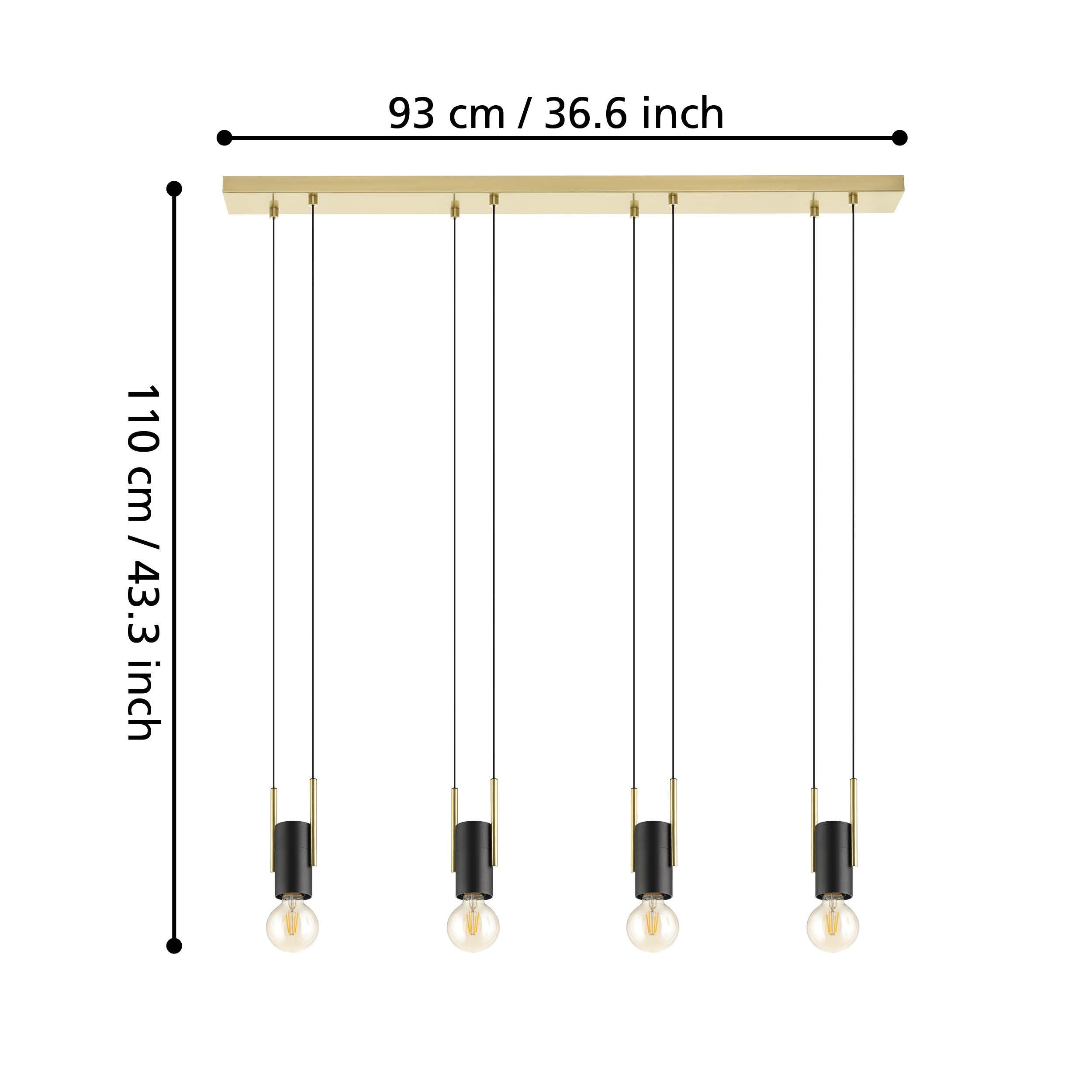 eglo bitachito black metal brass bar ceiling pendant living room image