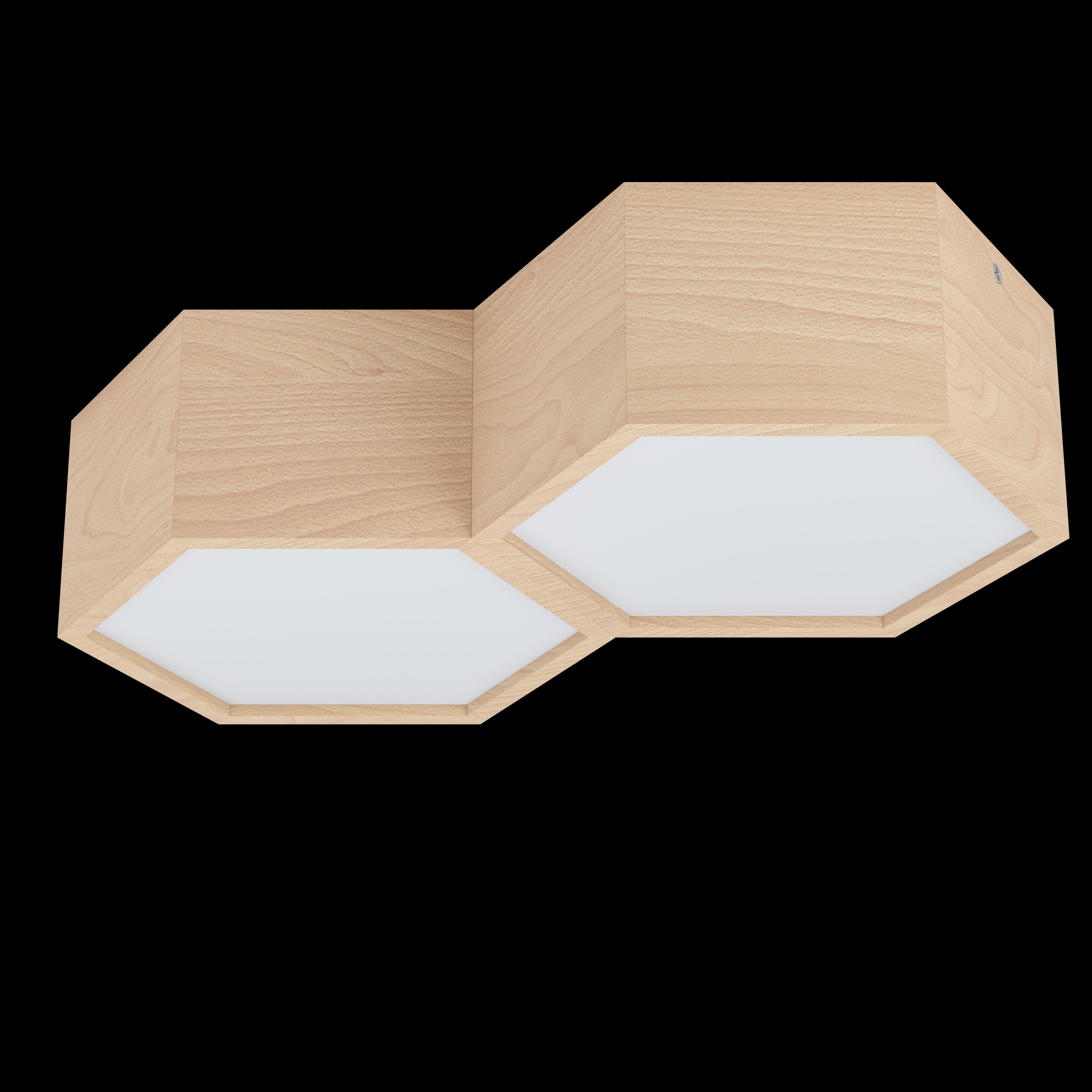 eglo mirlas 2 light hexagonal wooden flush ceiling light living room image