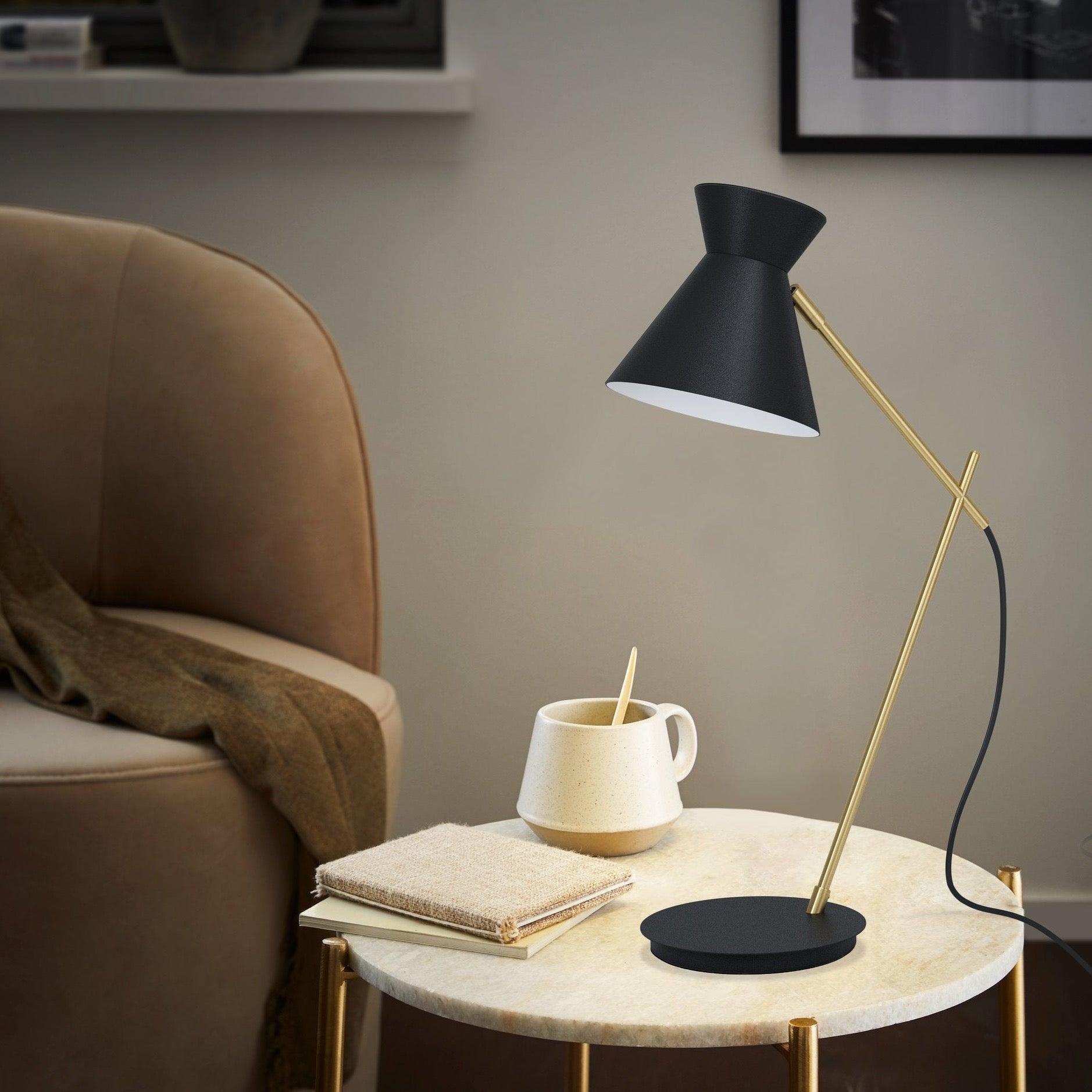 eglo amezaga brass desk lamp black metal shade