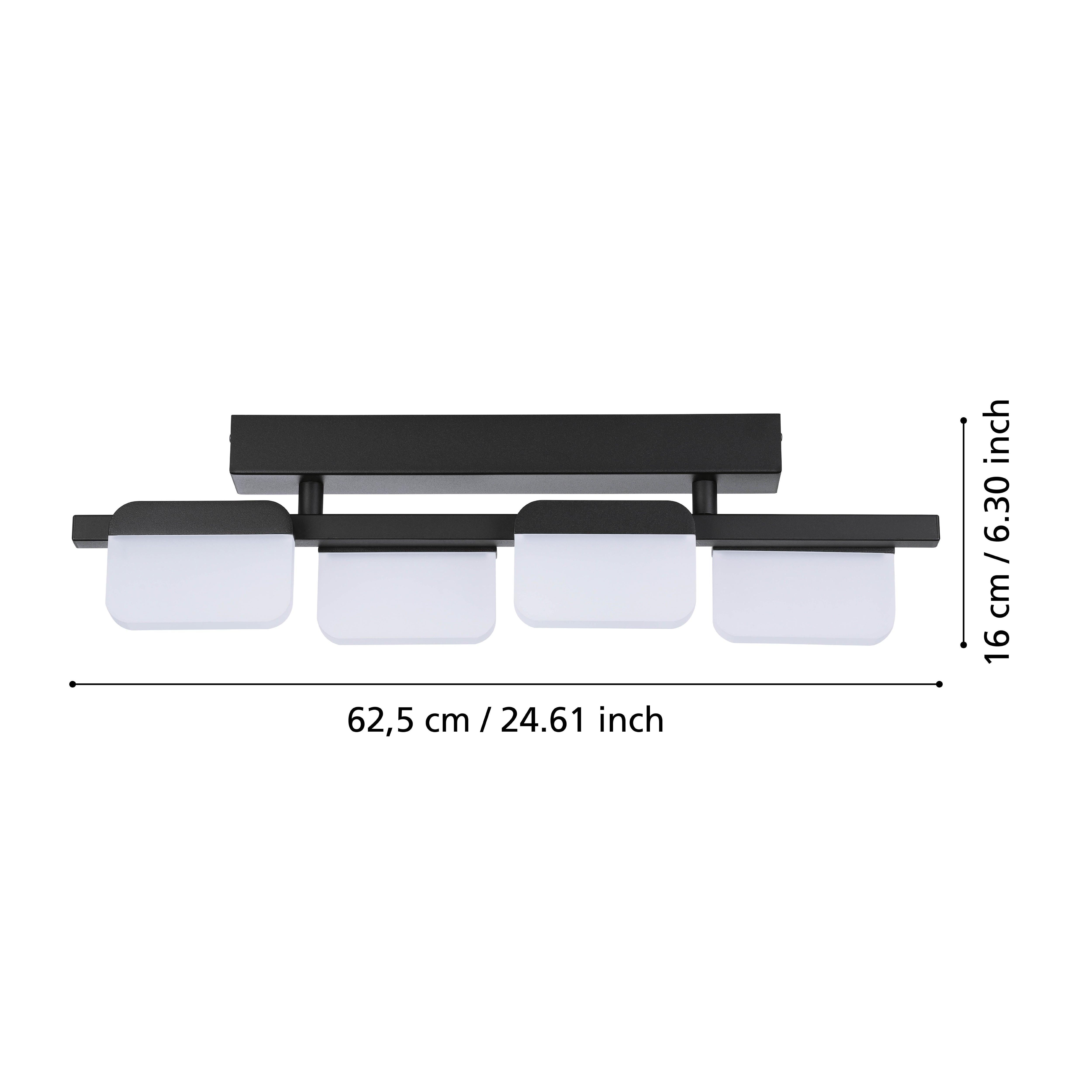 eglo ervidel 4 light black led ceiling flush acrylic shades living room image