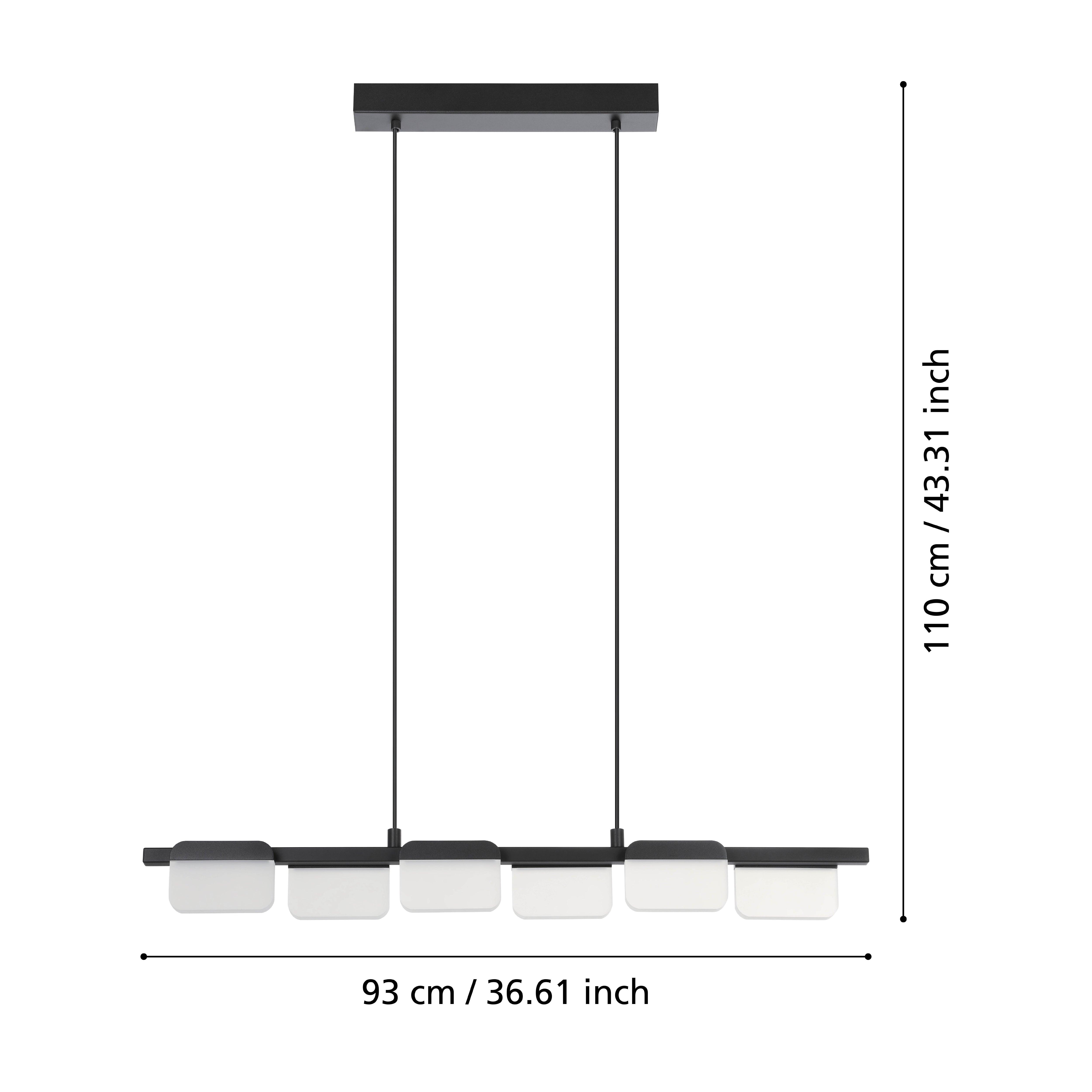eglo ervidel led black acrylic 6 light ceiling pendant living room image