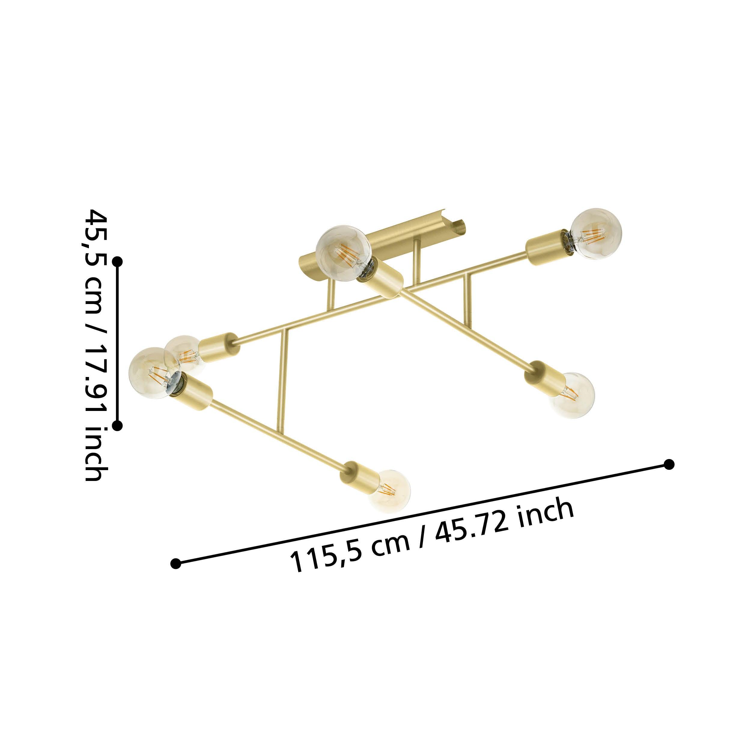 eglo belsiana 1 6 light brass adjustable semi flush living room image