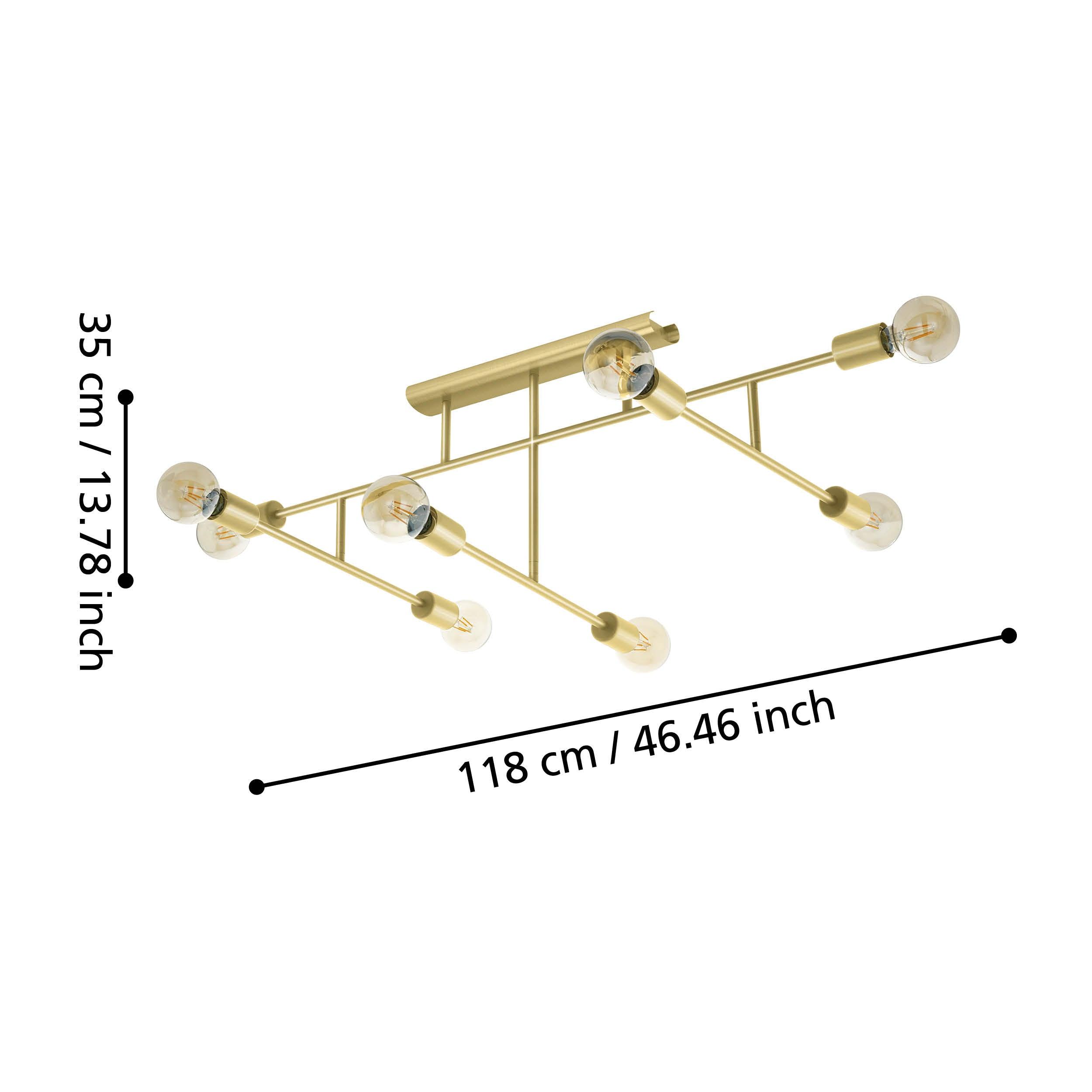 eglo belsiana 1 8 light brass adjustable semi flush living room image