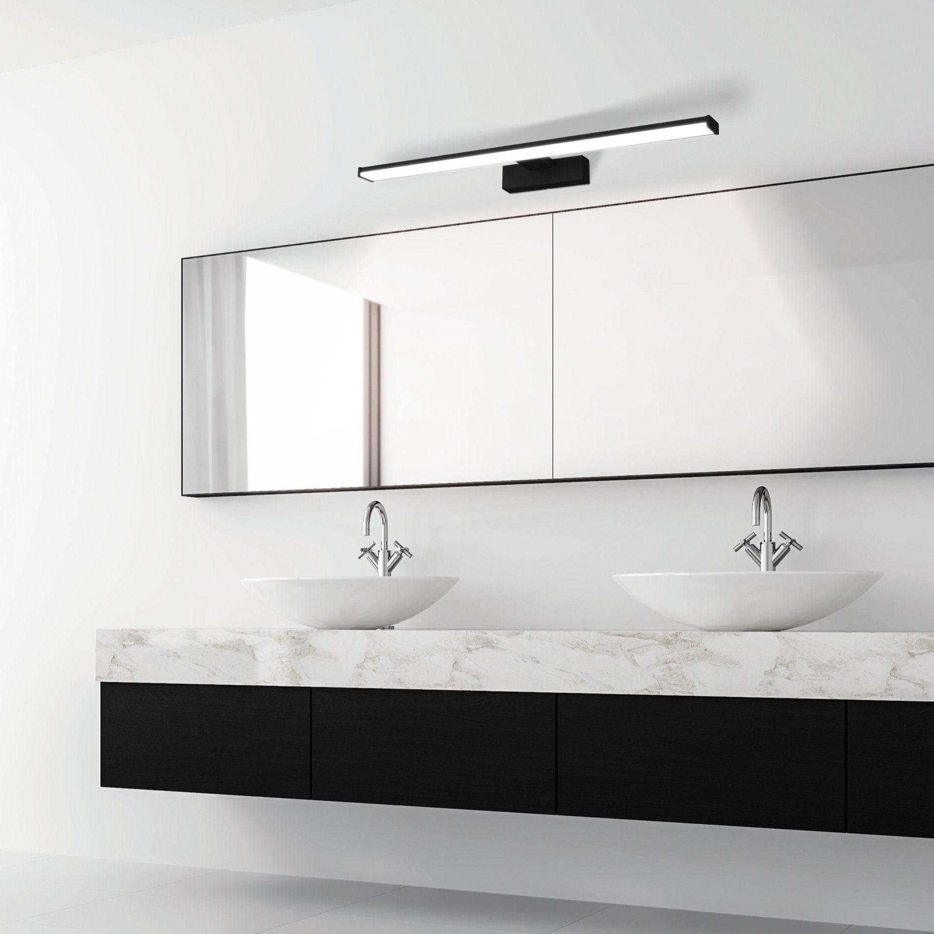 eglo pandella 1 ip44 led black bathroom wall mirror 60cm living room image