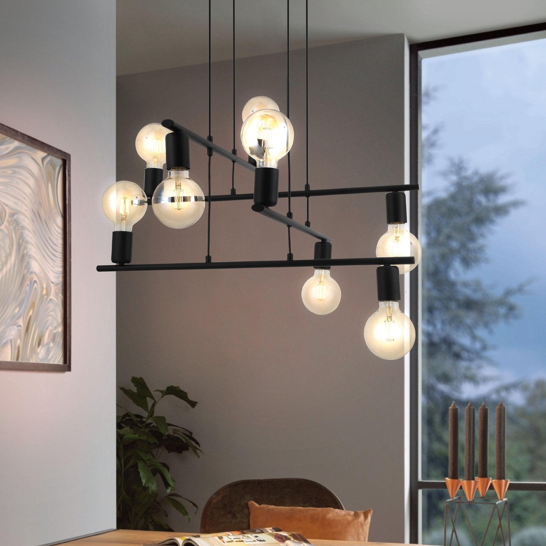 eglo mezzana 8 light black ceiling pendant
