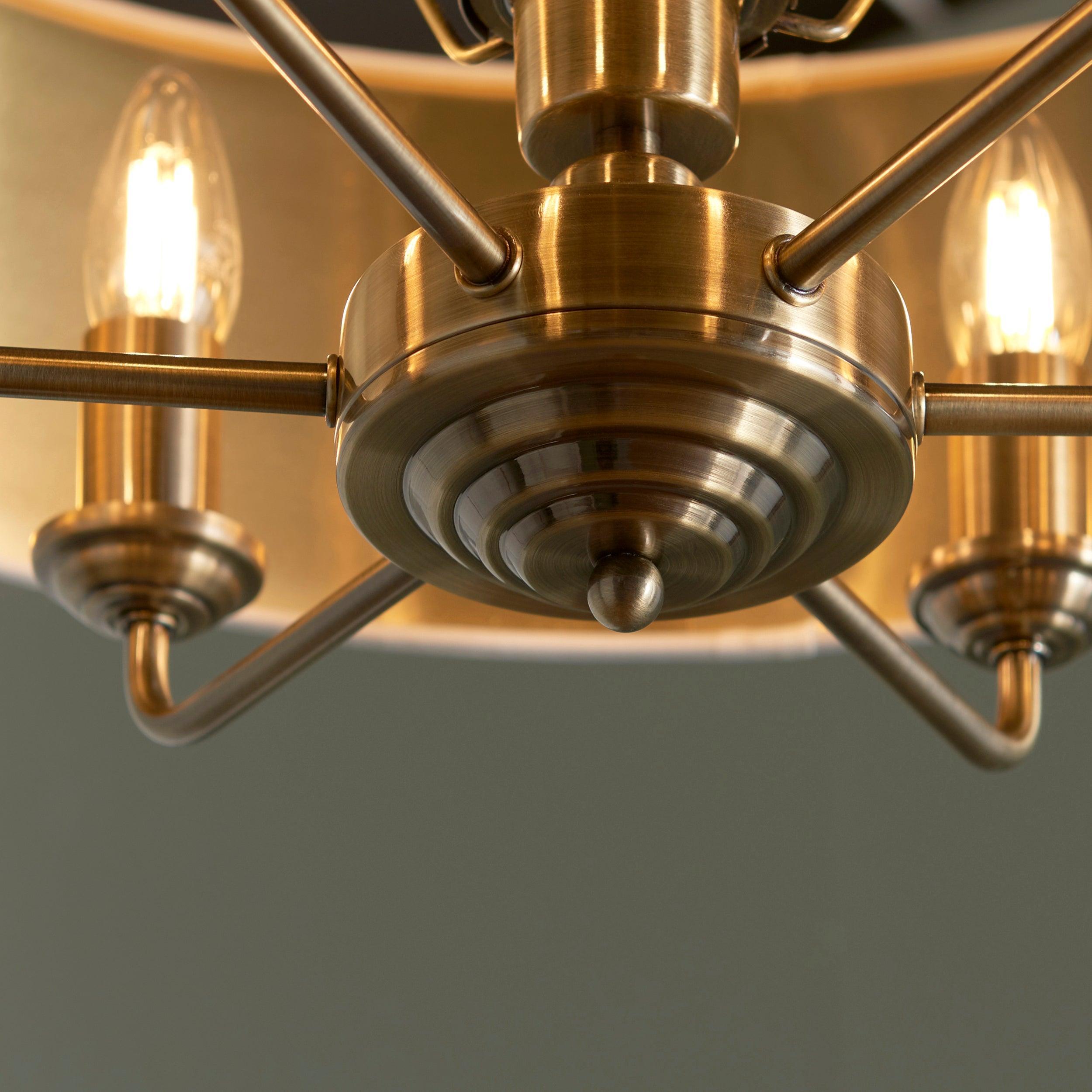 Endon Highclere 6 Light Antique Brass Pendant Ceiling Light-Ceiling Pendant Lights-Endon Lighting Bedrooom Lighting Wide ImageTiffany Lighting Direct