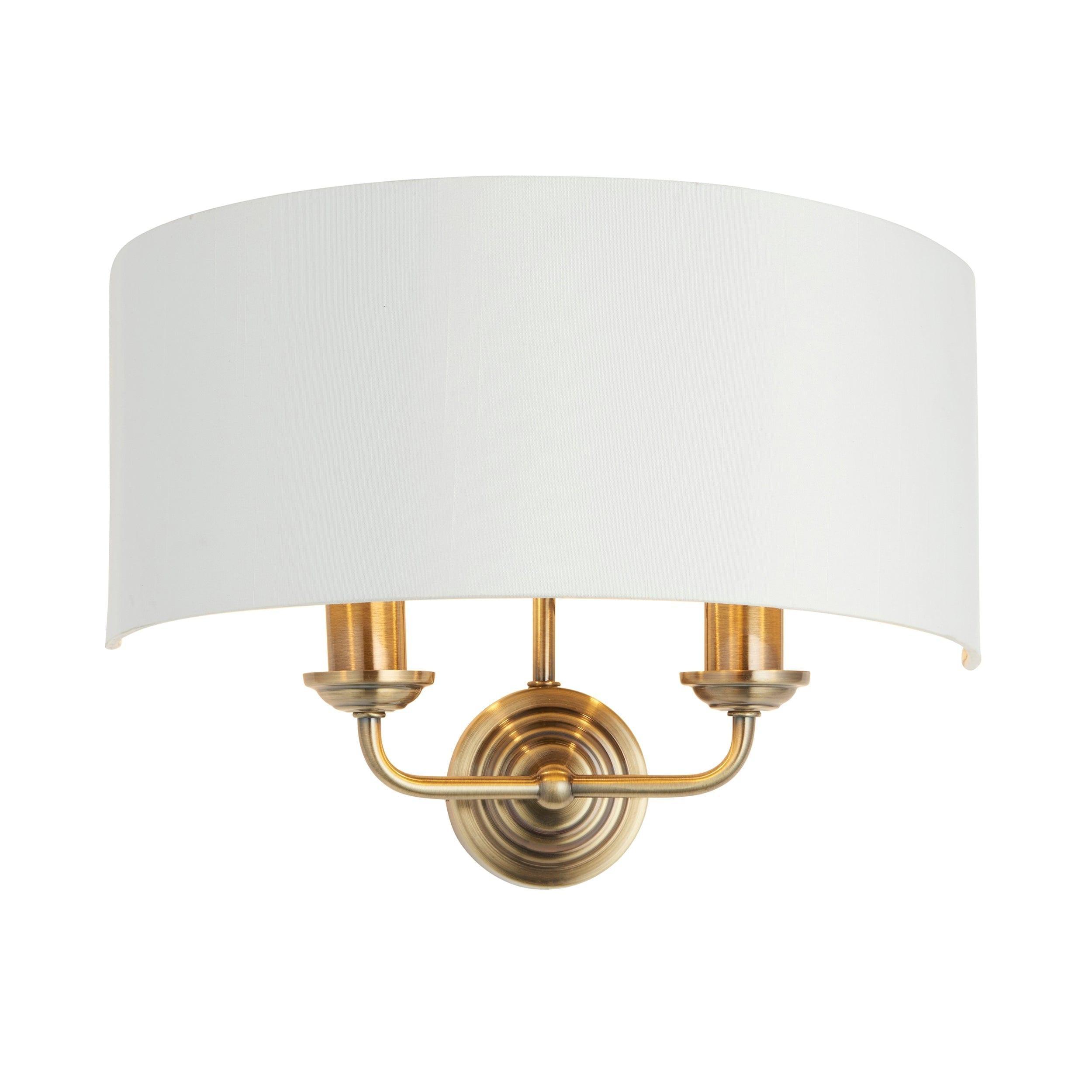 Endon Highclere Brass Finish Wall Light - White Shade-WAREHOUSE-40-290626