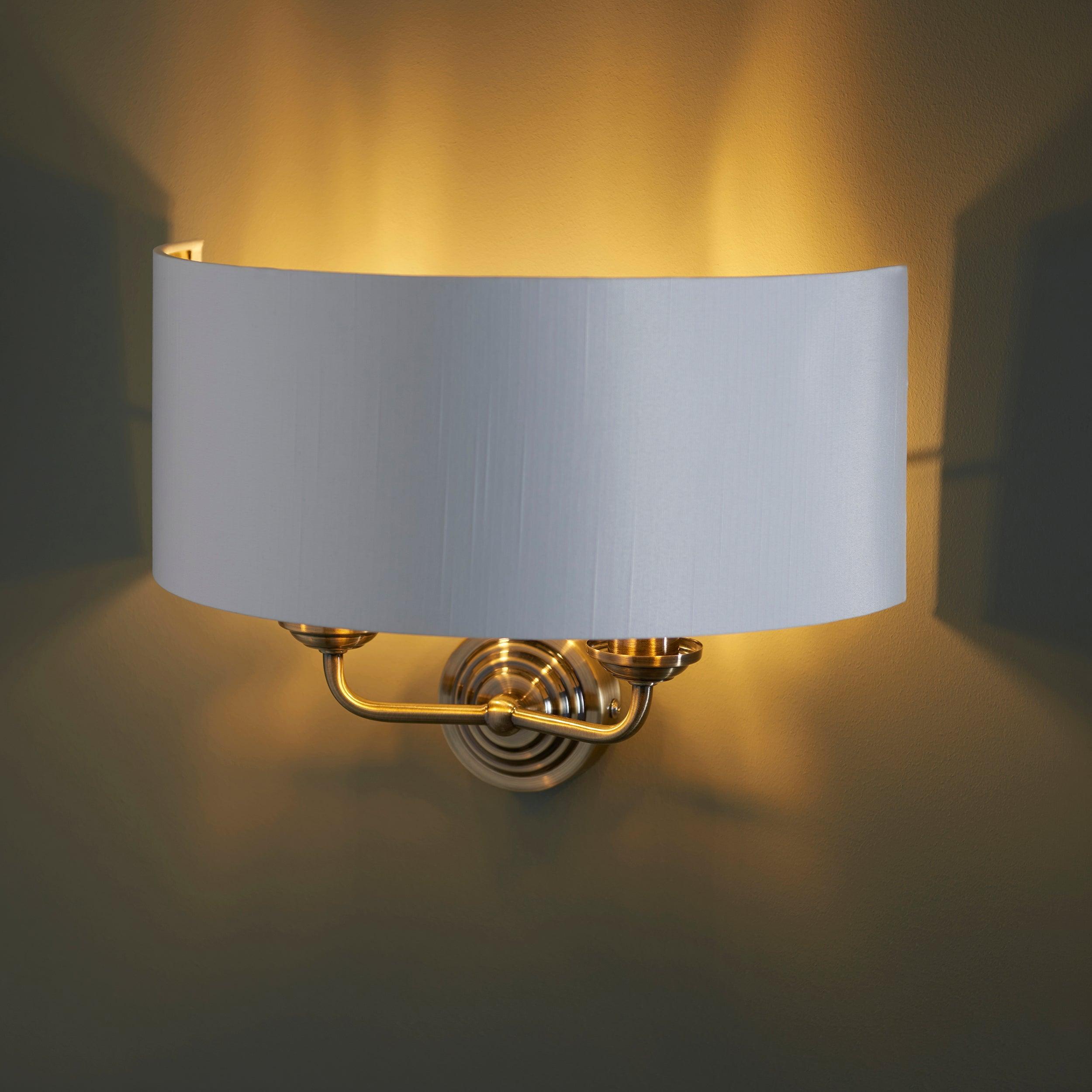 Endon Highclere Brass Finish Wall Light - White Shade-warehouse-40