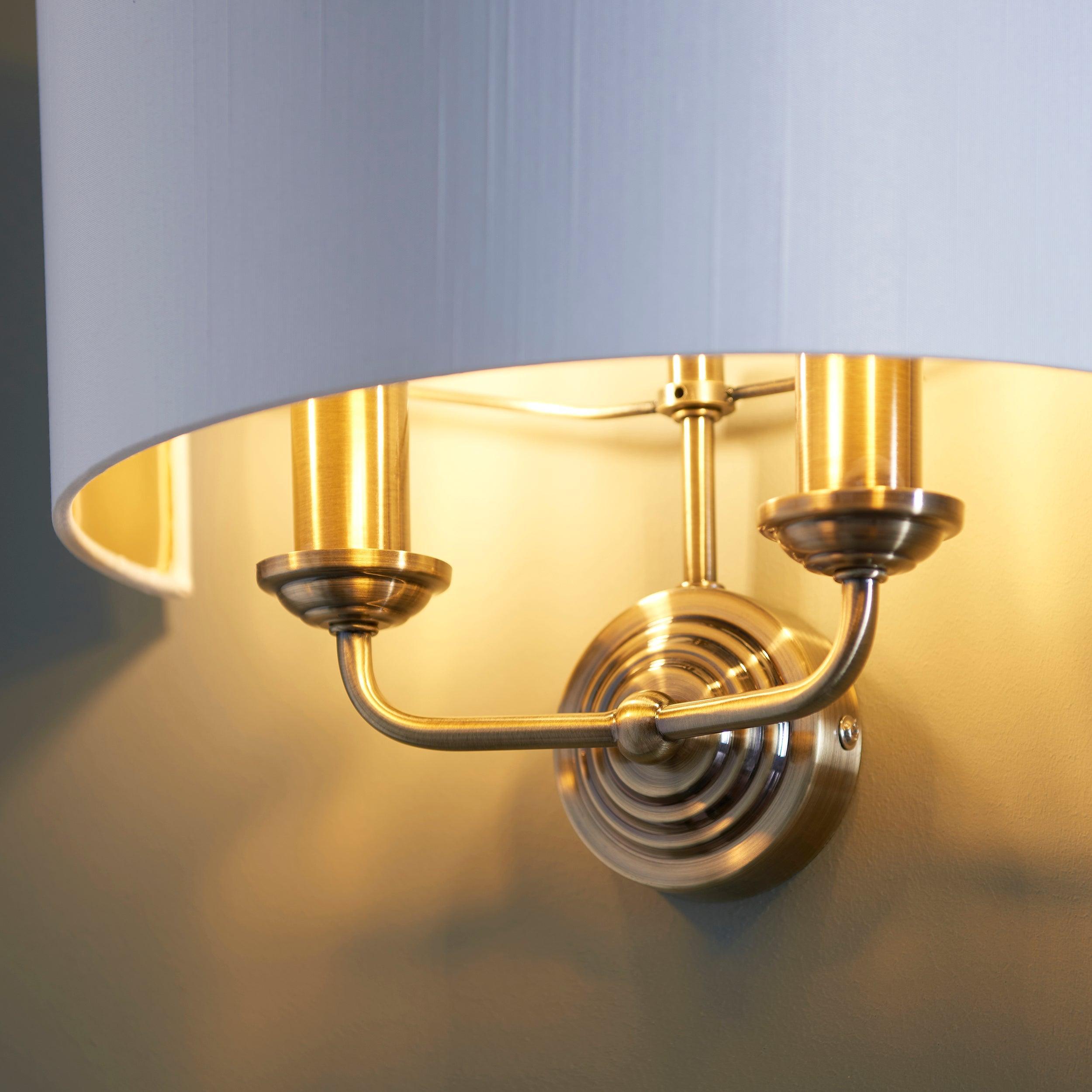 Endon Highclere Brass Finish Wall Light - White Shade-WAREHOUSE-40-290626
