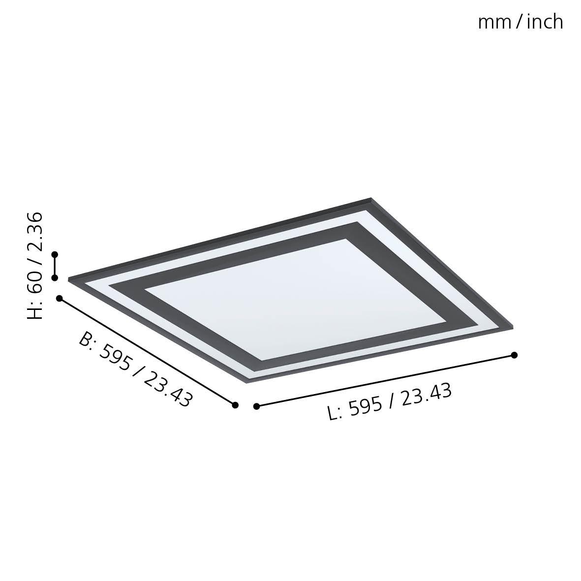 eglo savatarila white black square led flush ceiling light 59cm living room image