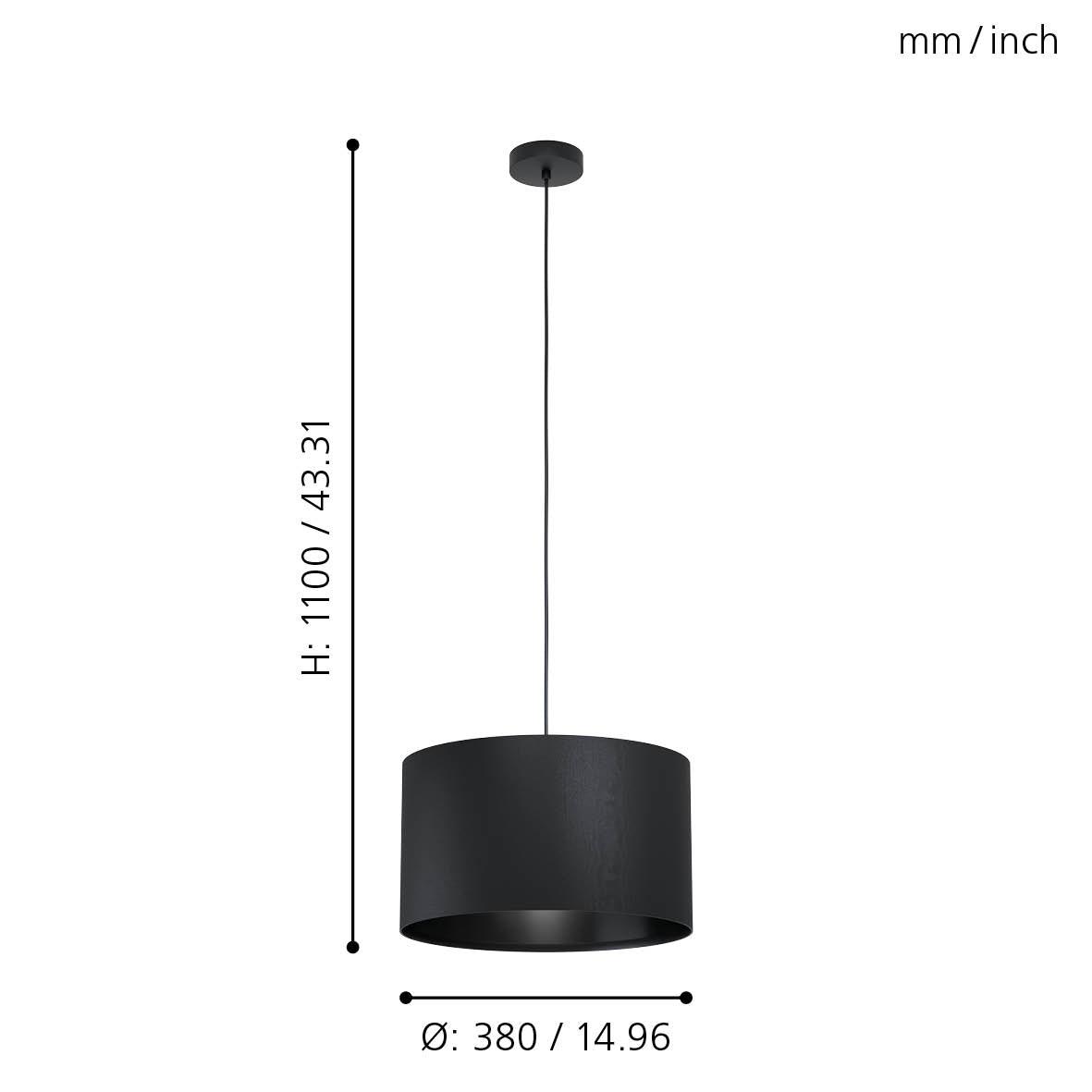 eglo maserlo 1 black round fabric ceiling pendant 38cm kitchen lighting