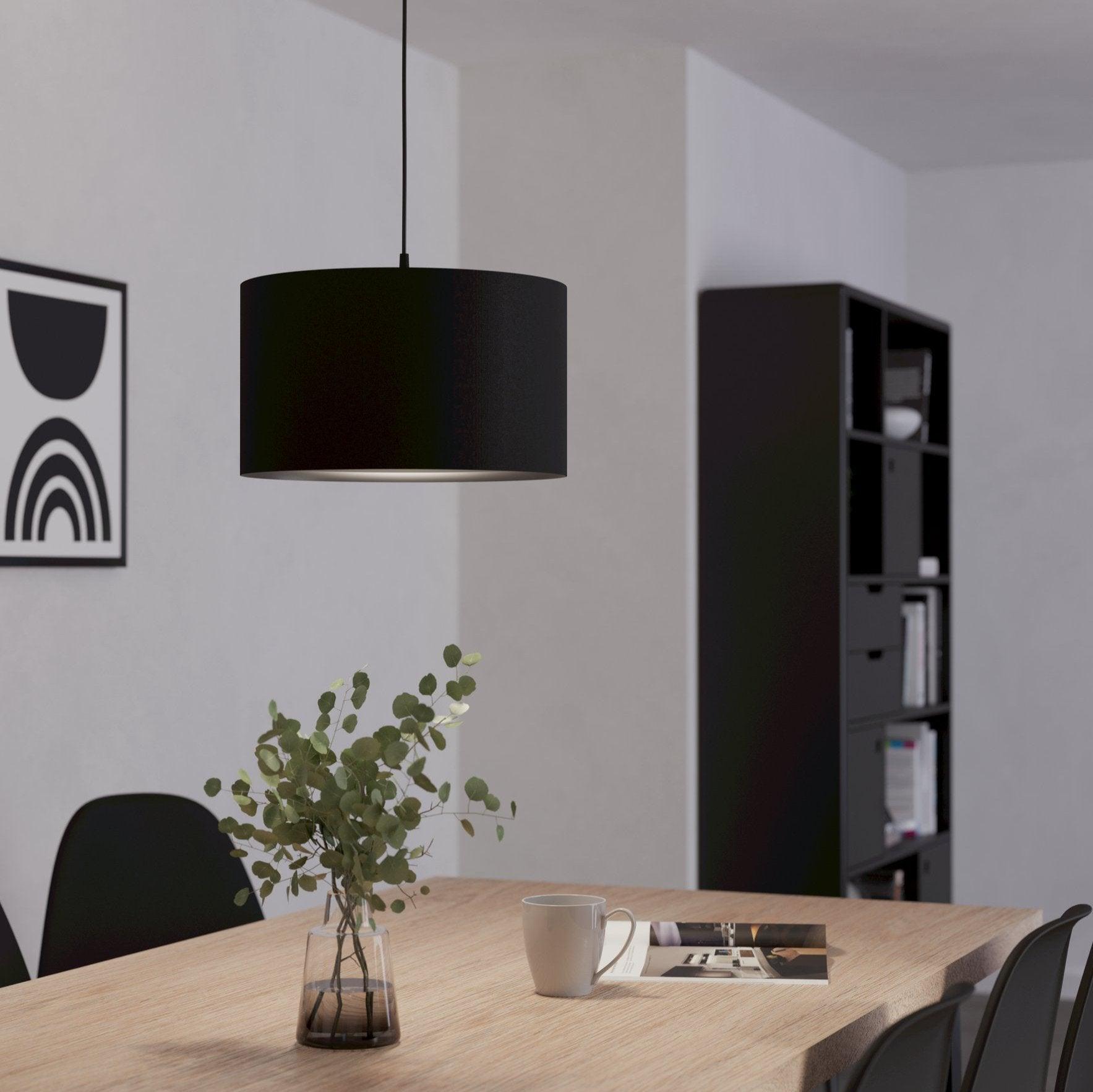 eglo maserlo 1 black round fabric ceiling pendant 38cm