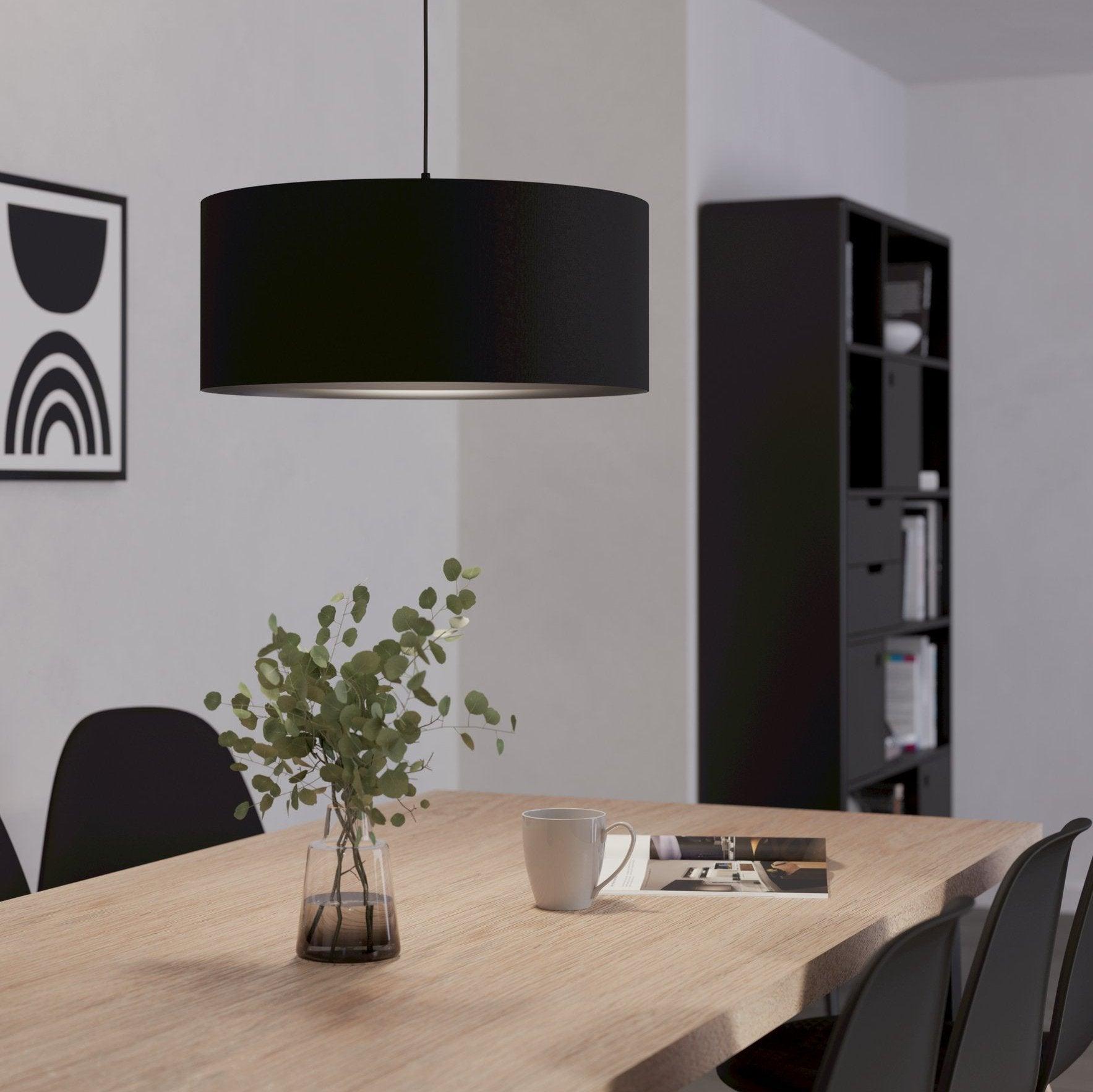 eglo maserlo 1 black round fabric ceiling pendant 53cm