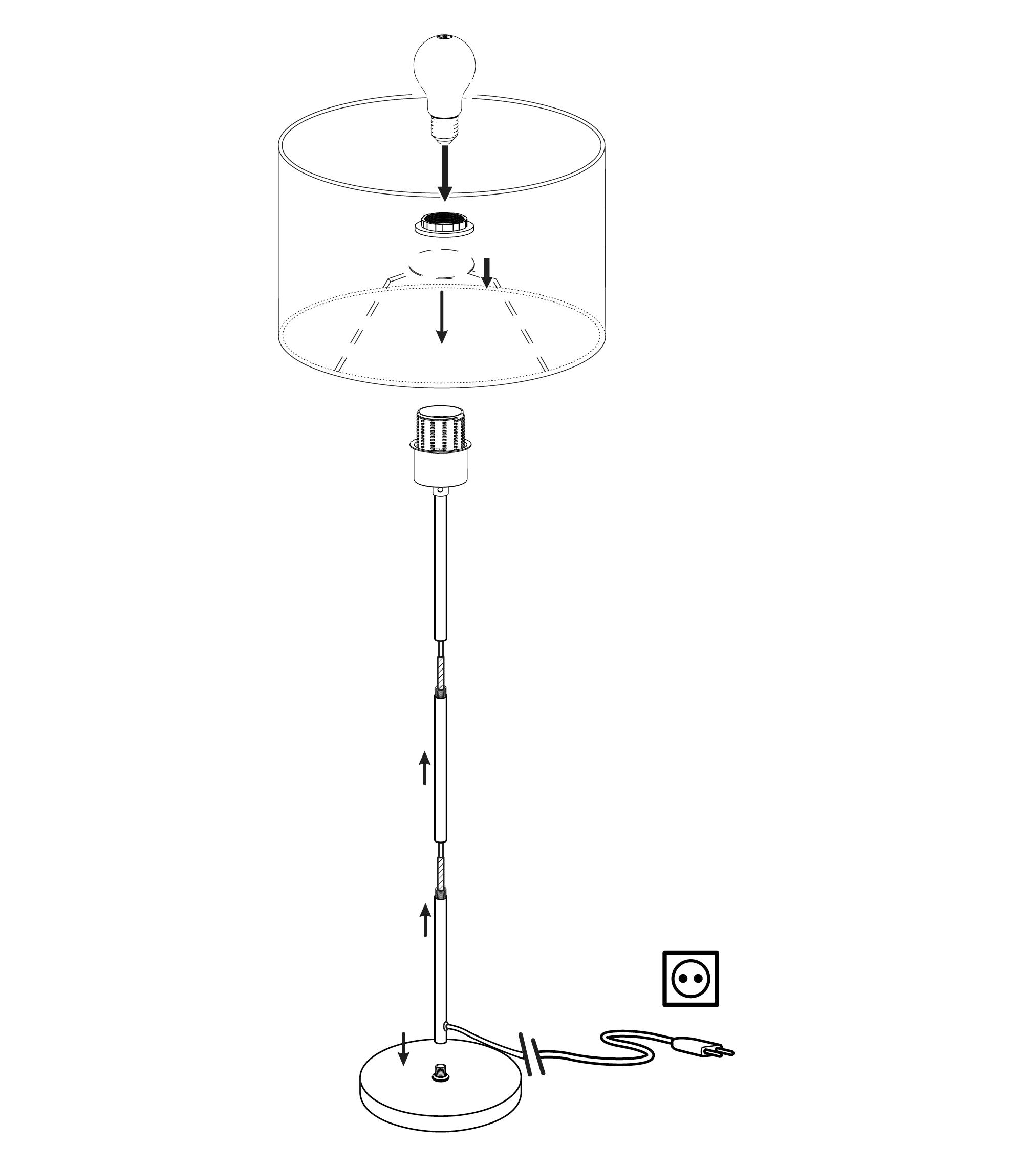 eglo maserlo 1 black floor lamp with fabric shade Hallway Lighting Close up