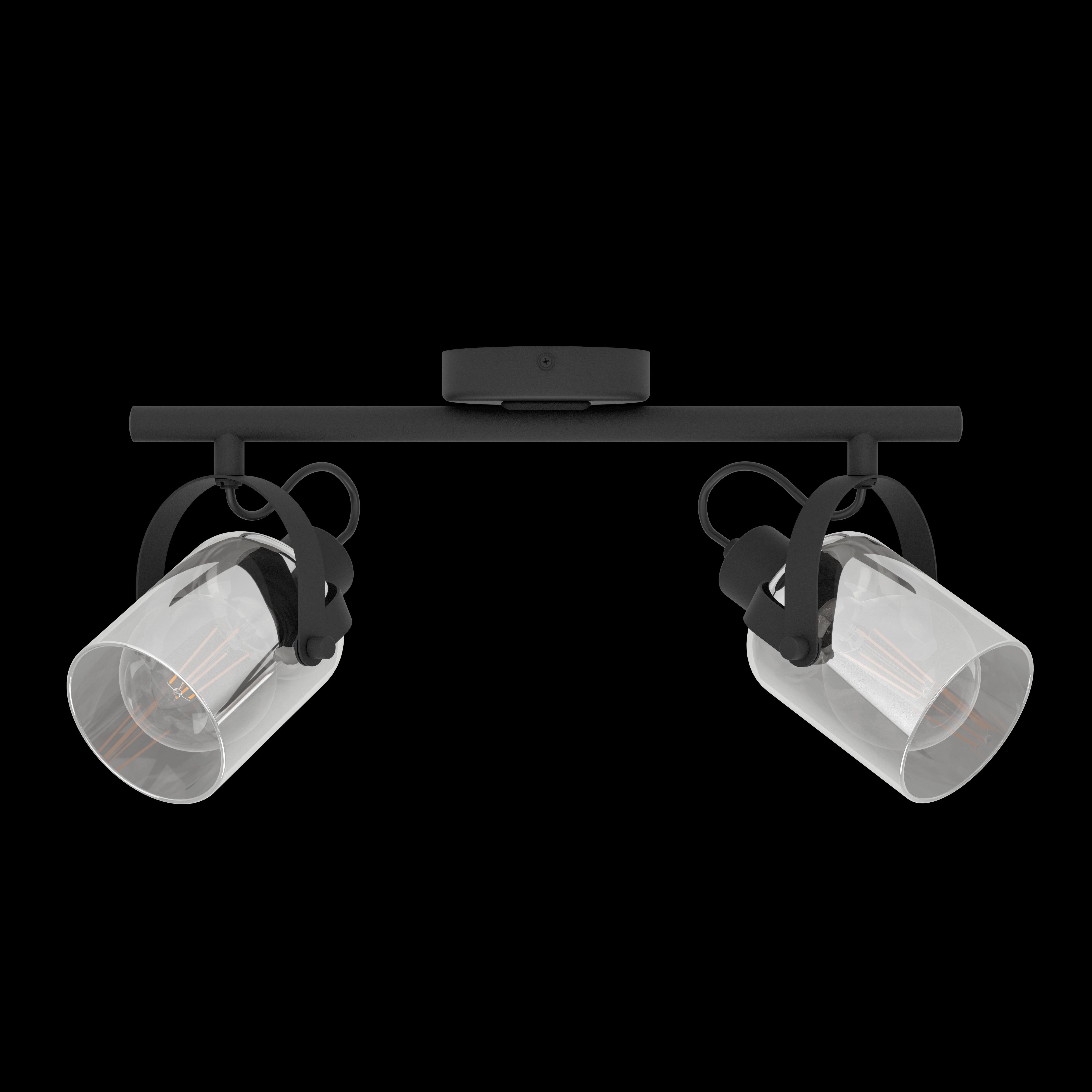 eglo berregas vaporised glass black 2 light bar spotlight living room image