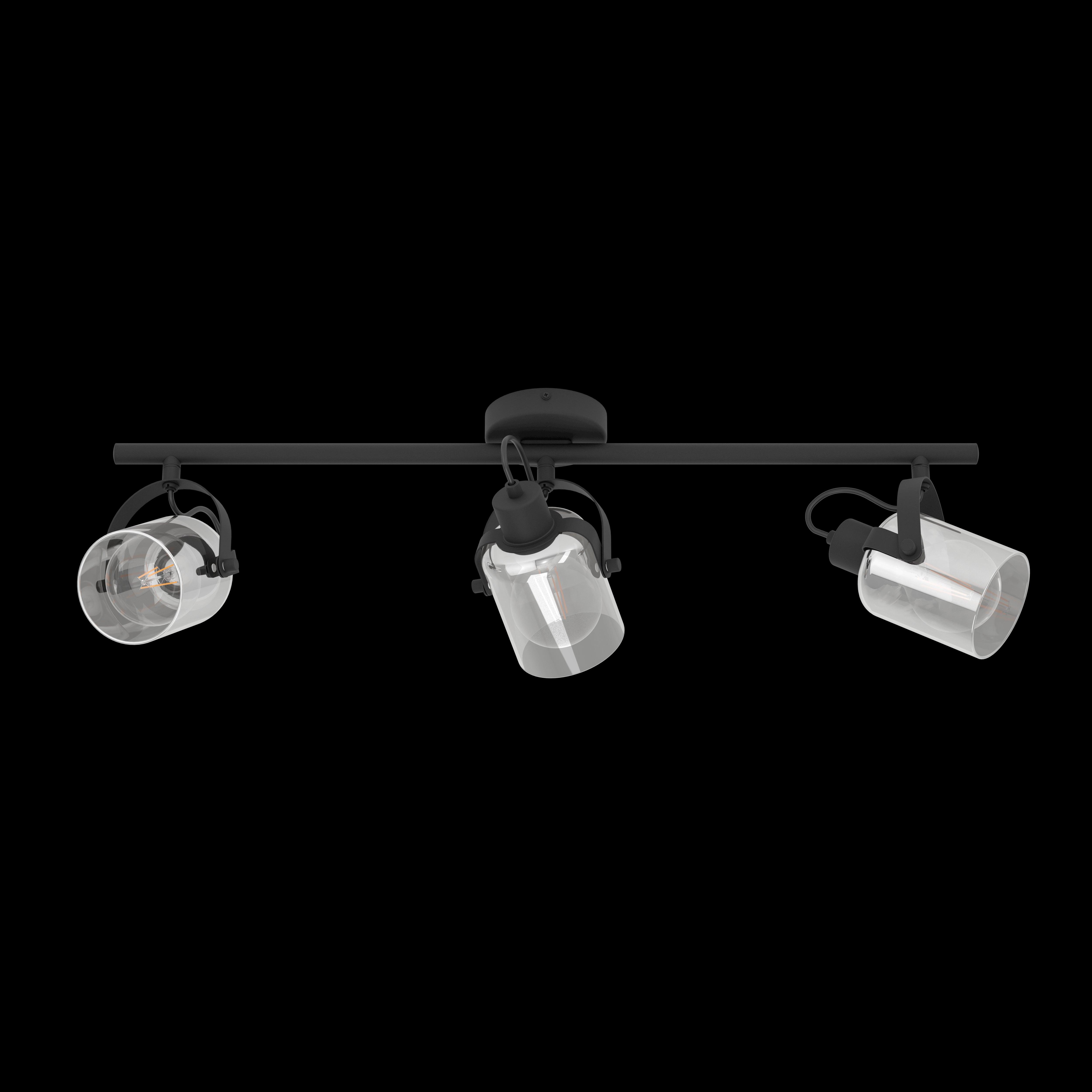 eglo berregas vaporised glass black 3 light bar spotlight living room image
