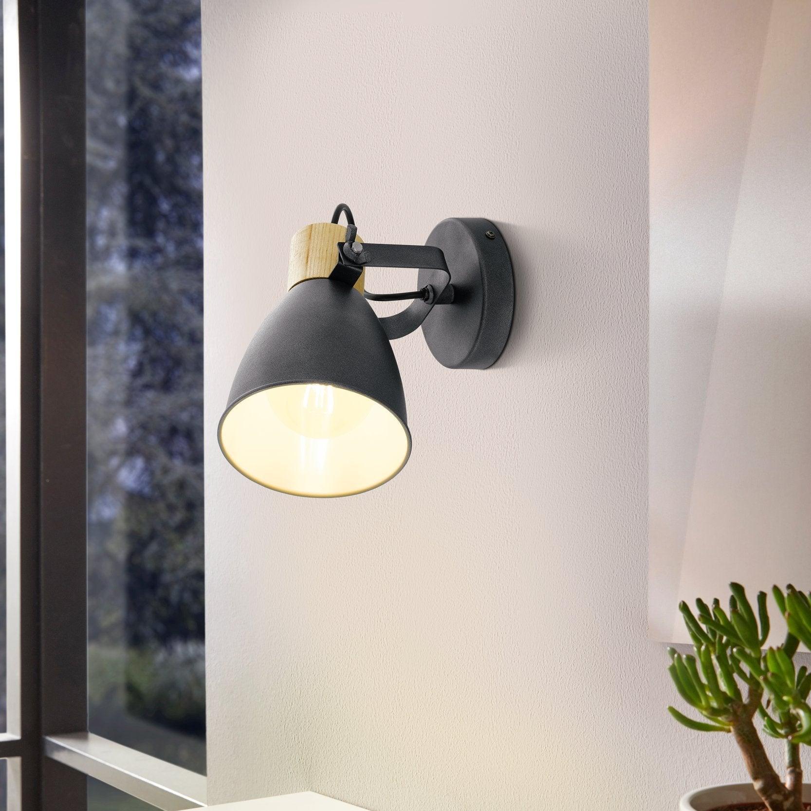 eglo coswarth grey wood wall spotlight
