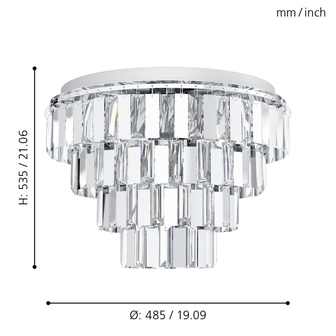 eglo erseka clear glass crystal flush ceiling light living room image