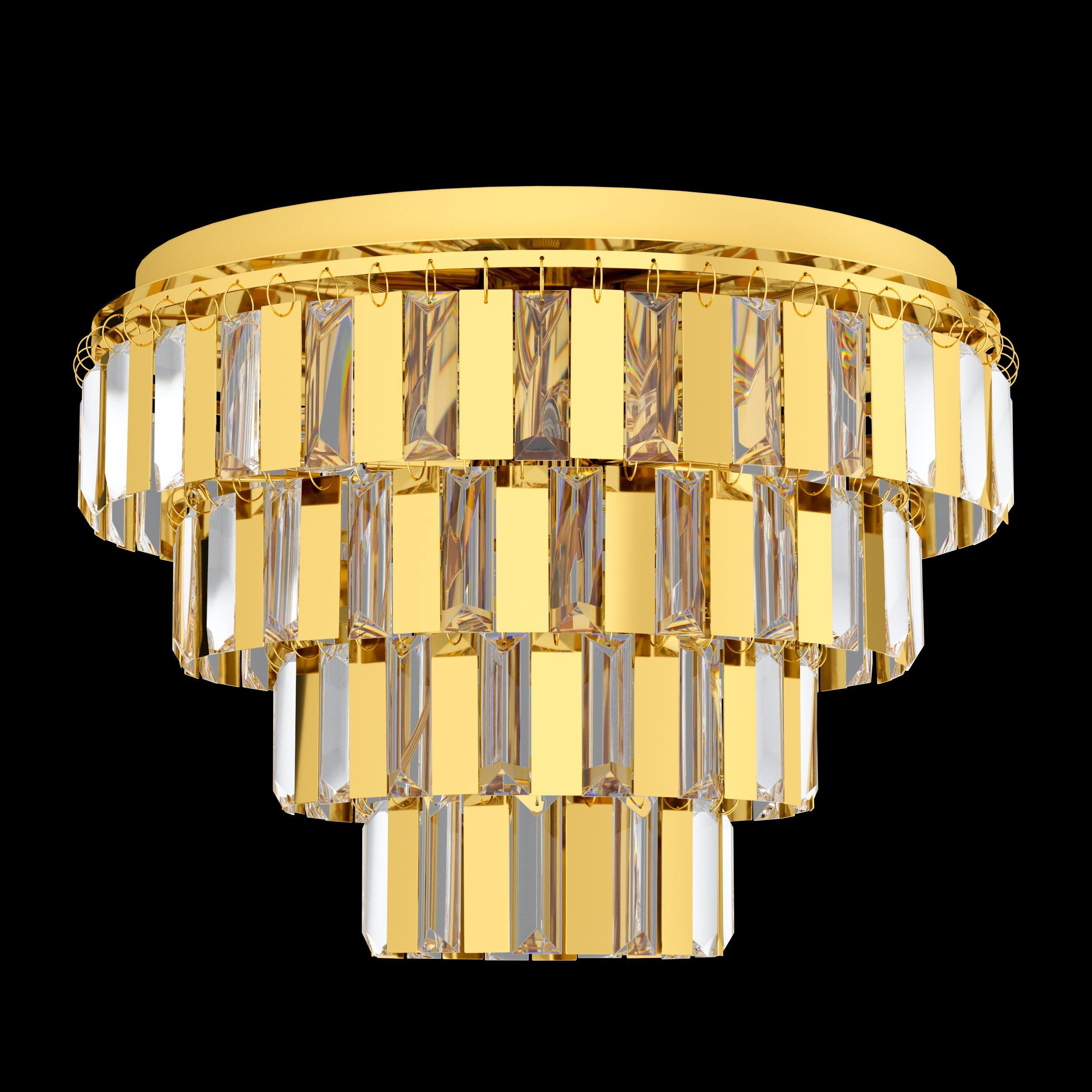 eglo erseka brass plates clear glass crystal flush ceiling light