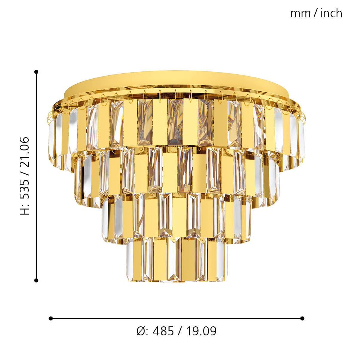 eglo erseka brass plates clear glass crystal flush ceiling light living room image