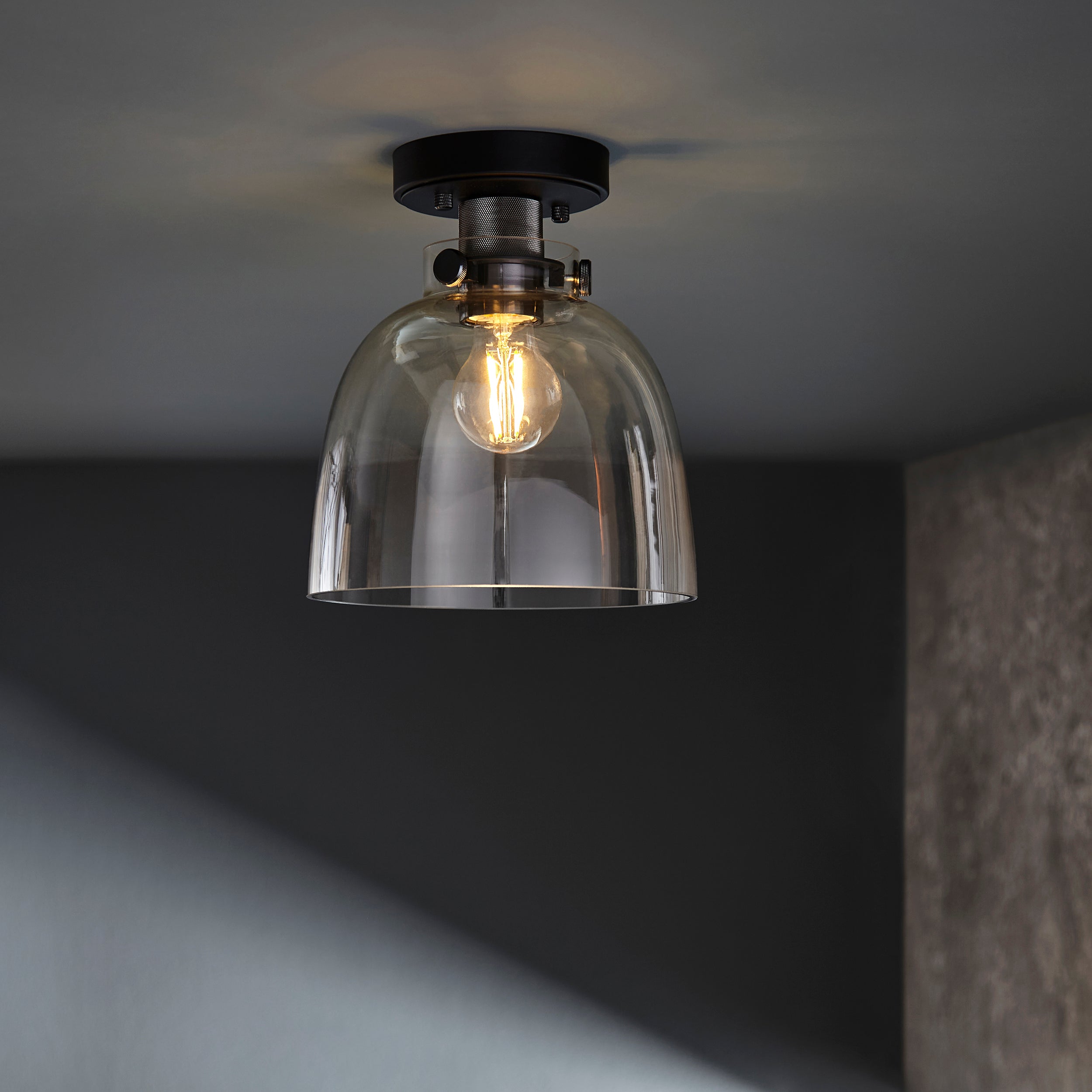Reading Black Chrome Pendant With Black Tinted Glass Shade