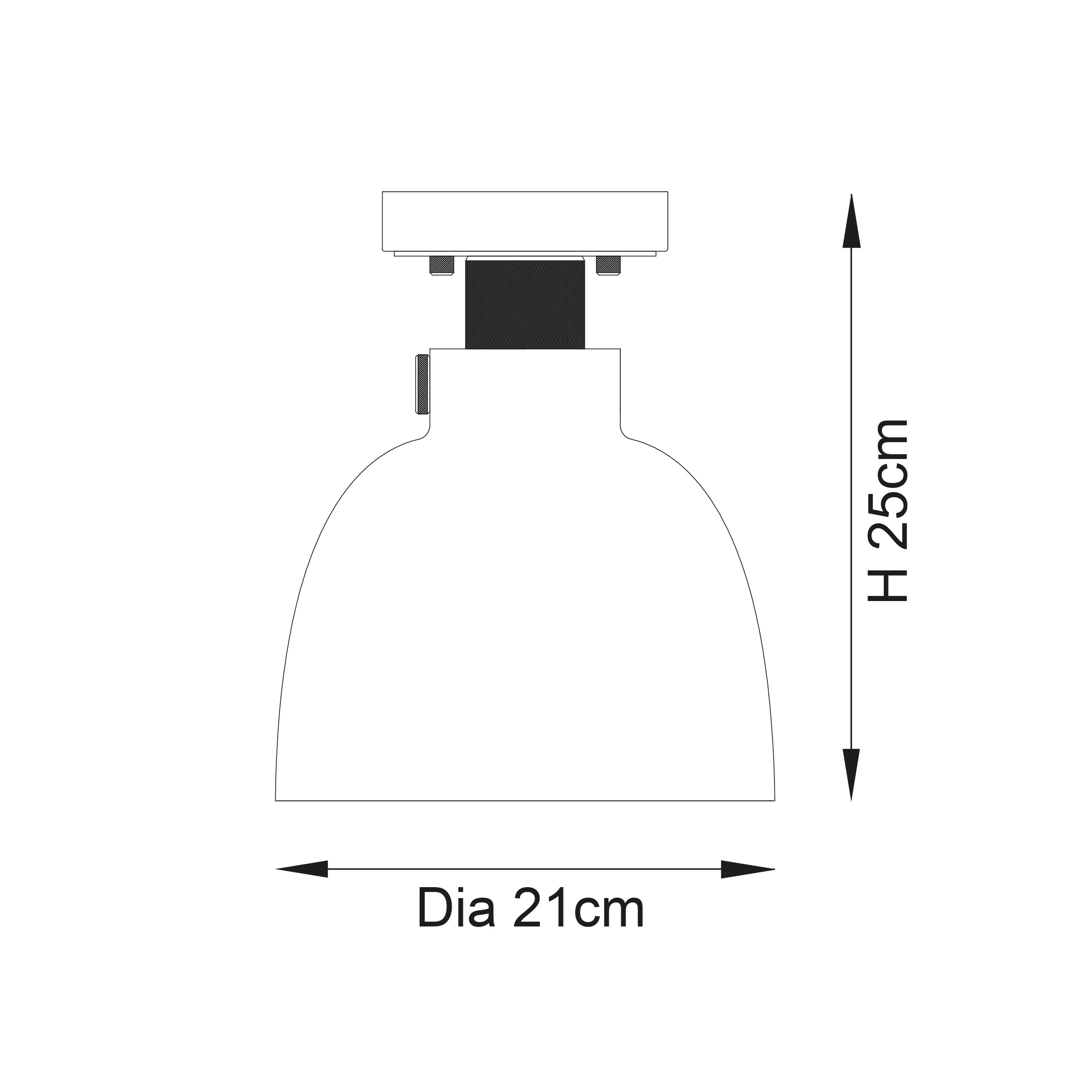 Urban Black & Knurled Chrome Industrial Flush - Glass Shade