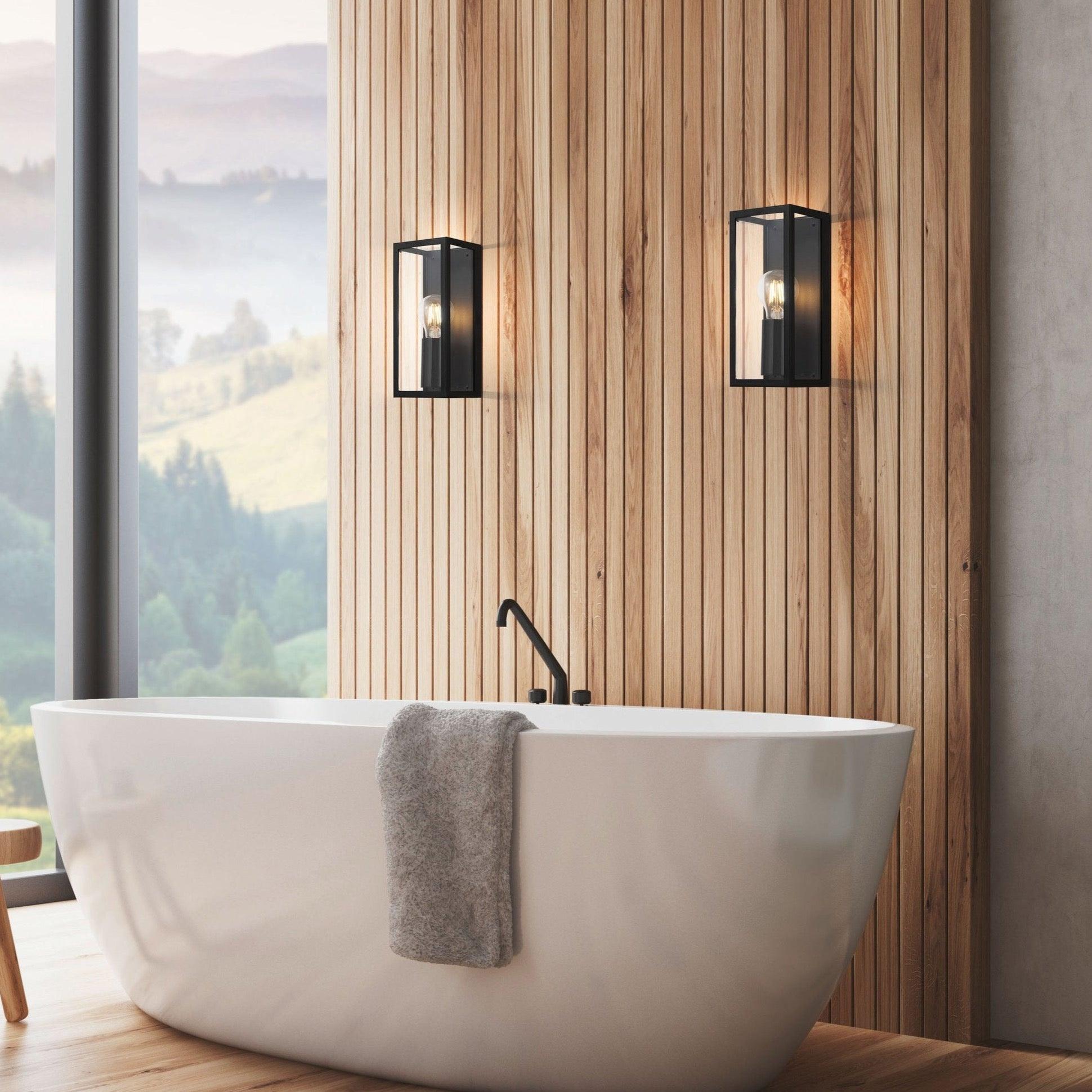 eglo amezola black bathroom wall light ip44 living room image