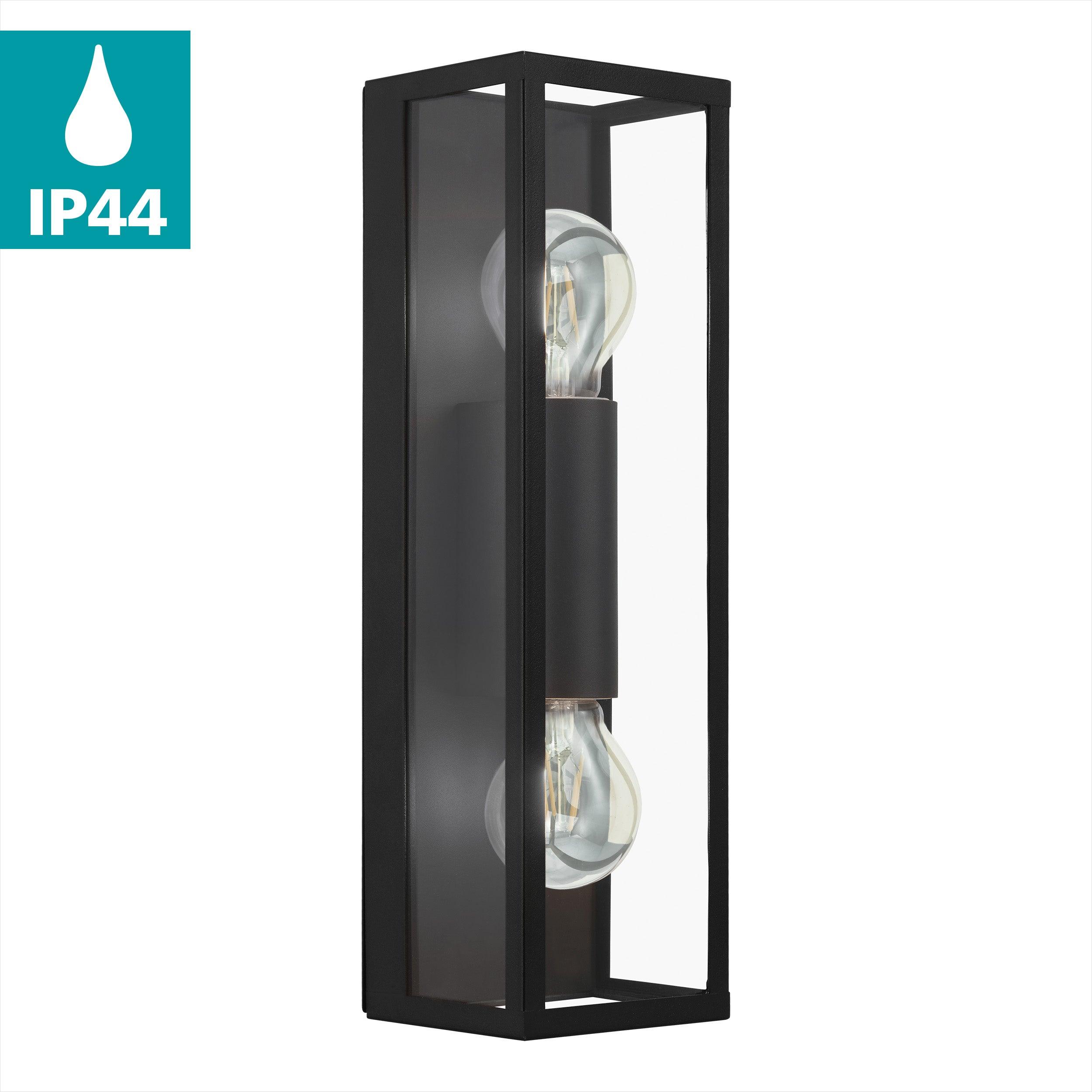 eglo amezola black bathroom 2 light wall light ip44 living room image