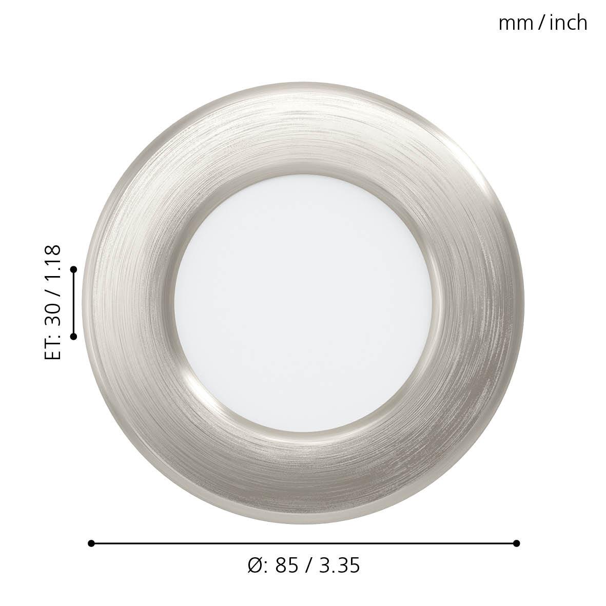 eglo fueva 5 nickel led recessed ceiling light 8 6cm living room close up
