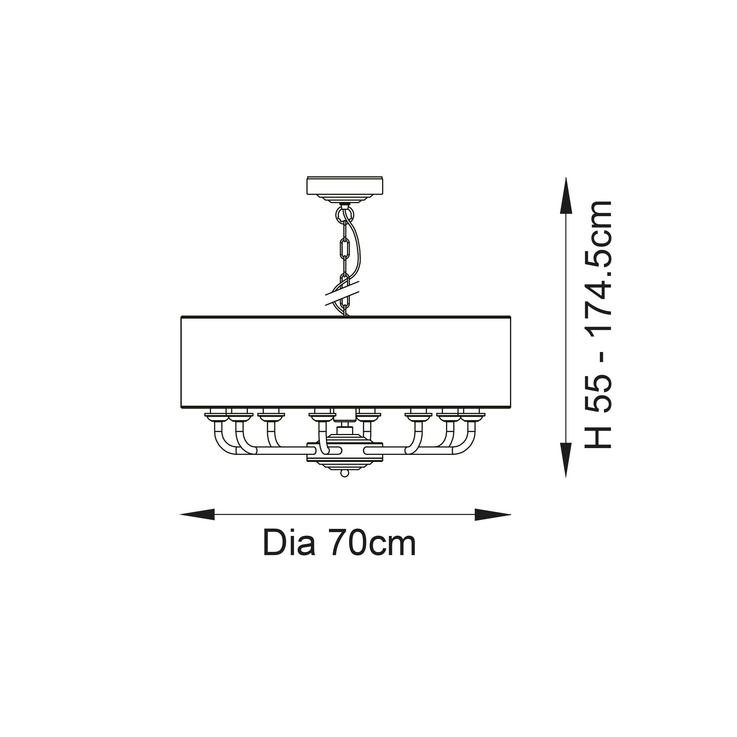 Endon Highclere 8 Light Brushed Chrome Ceiling Pendant-Ceiling Pendant Lights-Endon Lighting living room 2nd close upTiffany Lighting Direct