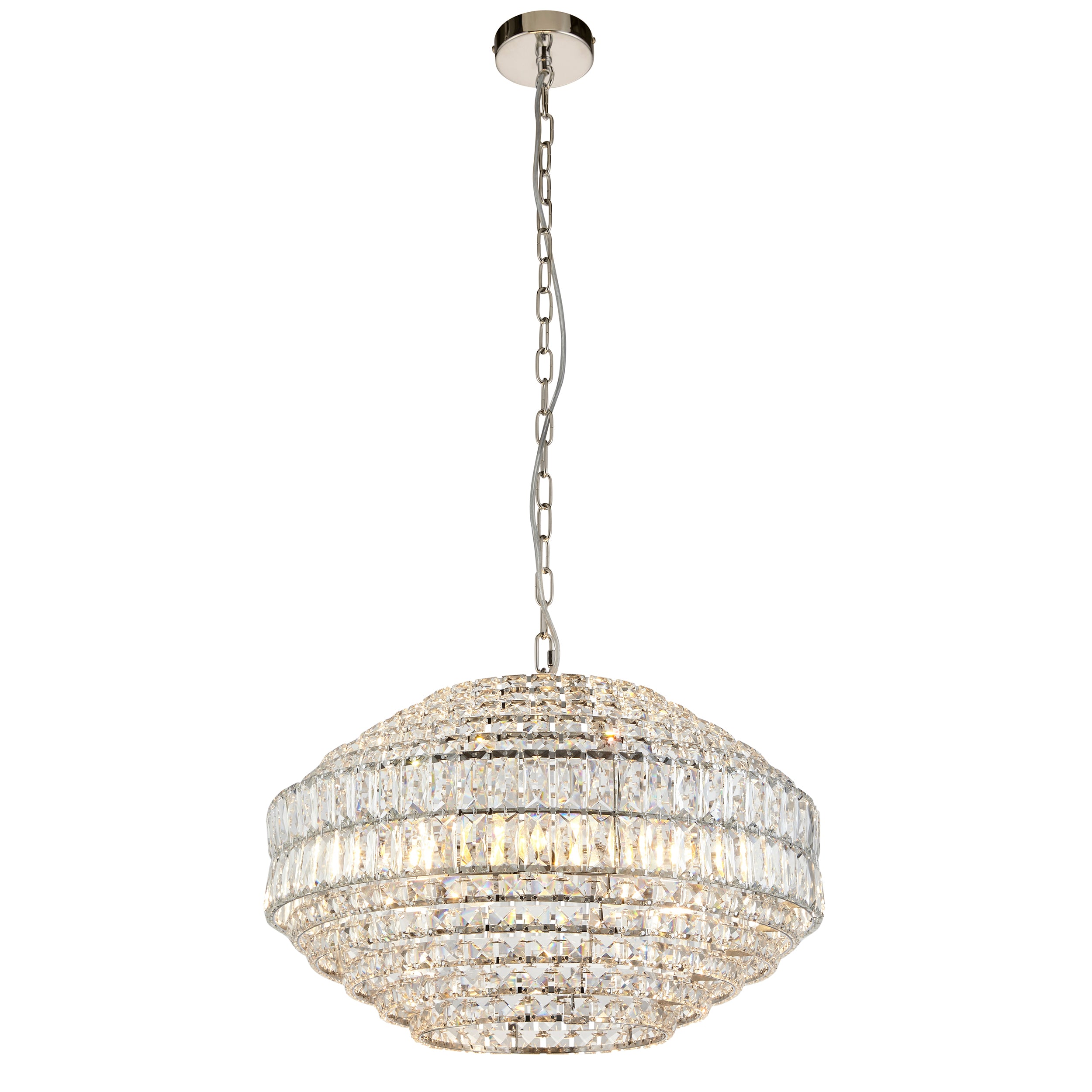 Beatrice 5 Light Crystal Glass & Chrome Pendant