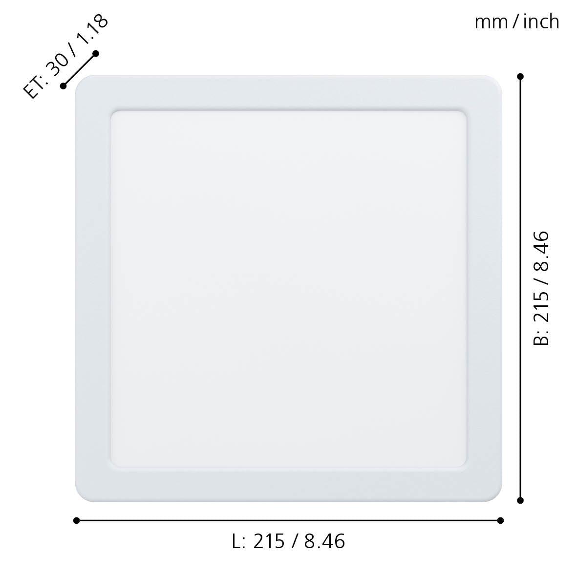 eglo fueva 5 white led square recessed ceiling light 21 6cm living room close up