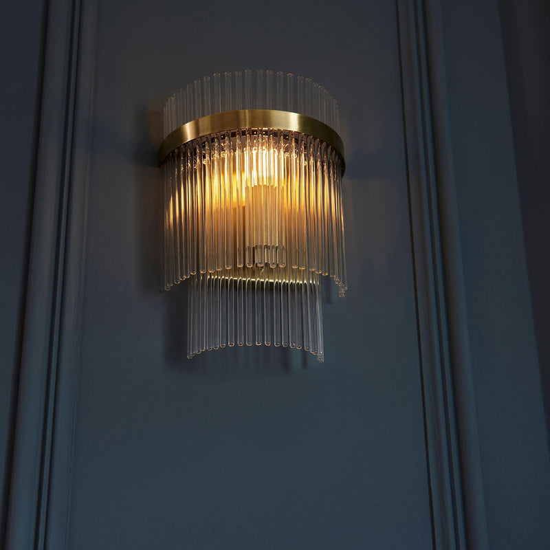 Marietta Antique Brass Wall Light - Clear Glass Rods Shade 99168_close-up