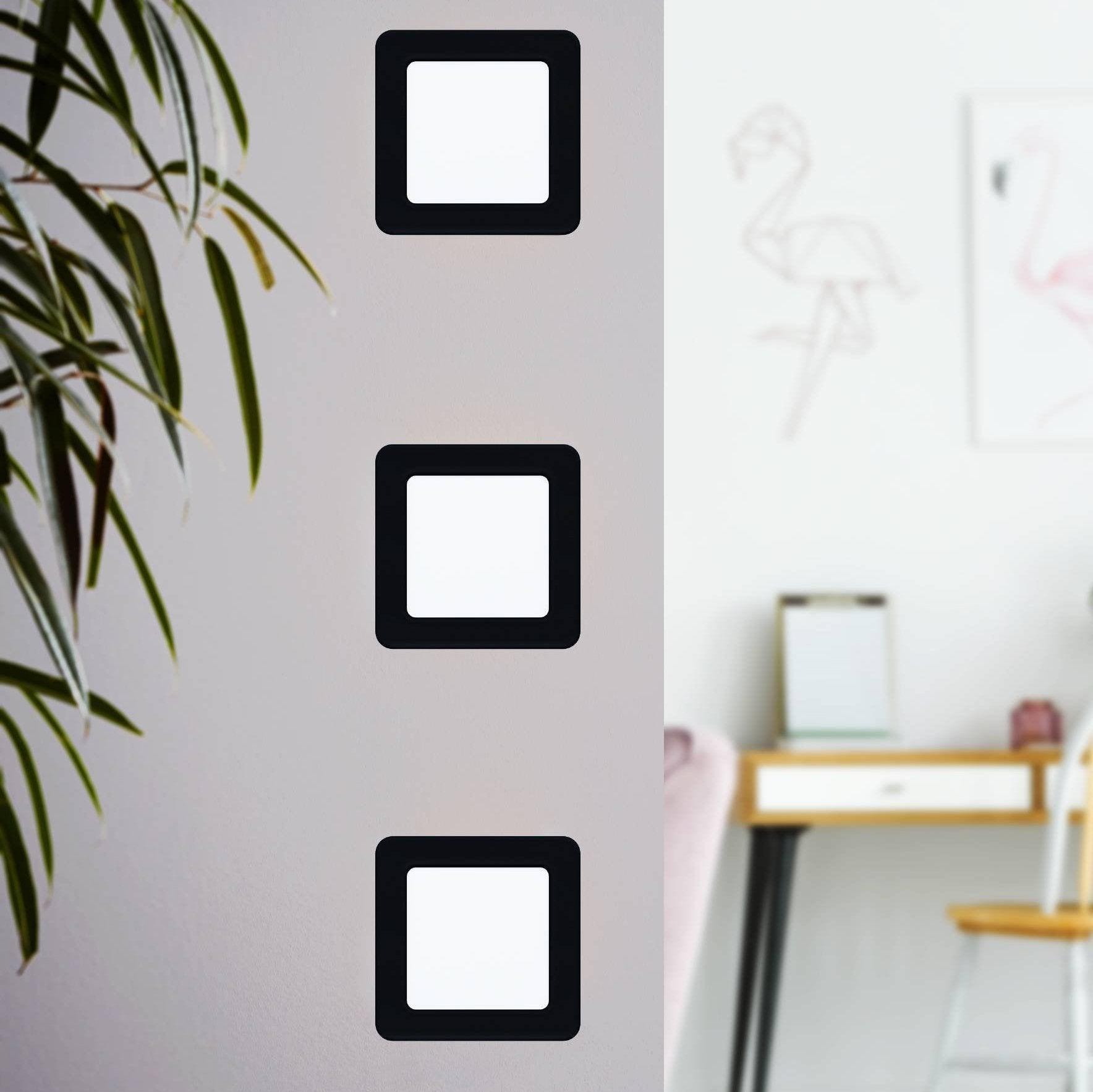 eglo fueva 5 black led square cool white recessed light 11 7cm living room close up