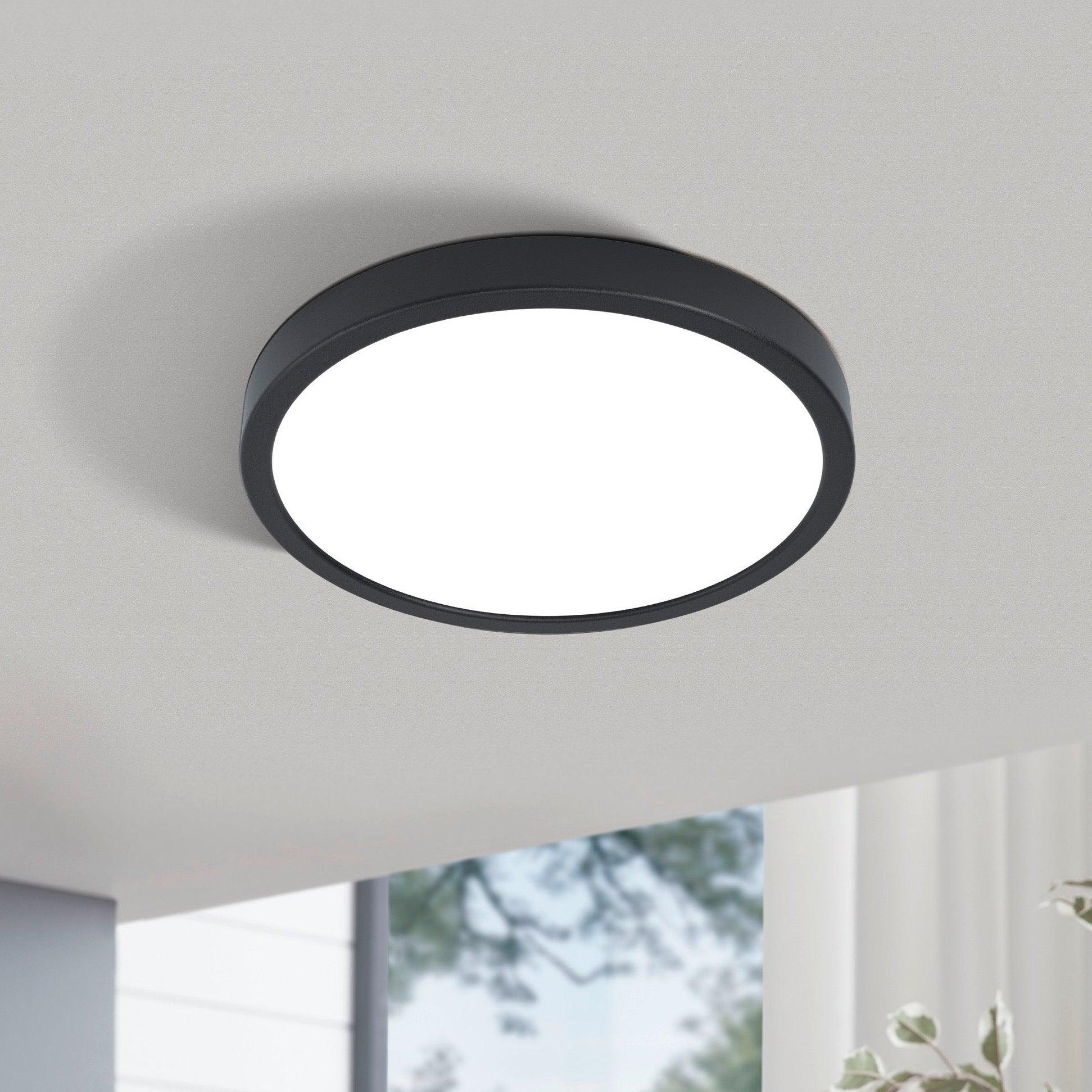 eglo fueva 5 led black flush cool white ceiling light 28 5cm living room image