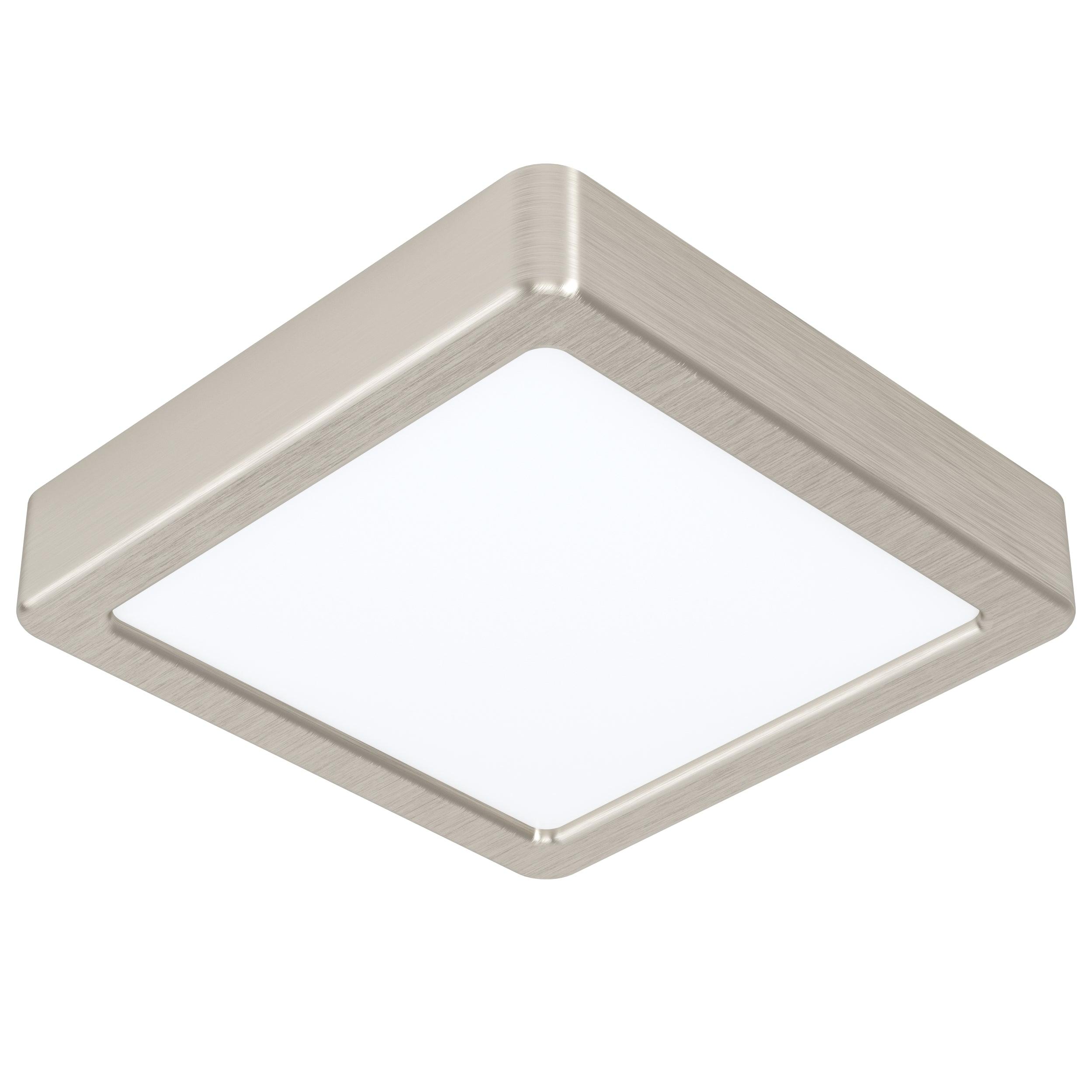 eglo fueva 5 led nickel square flush ceiling light 16cm living room image