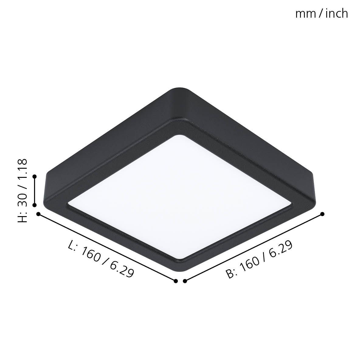 eglo fueva 5 led black square flush ceiling light 16cm kitchen lighting