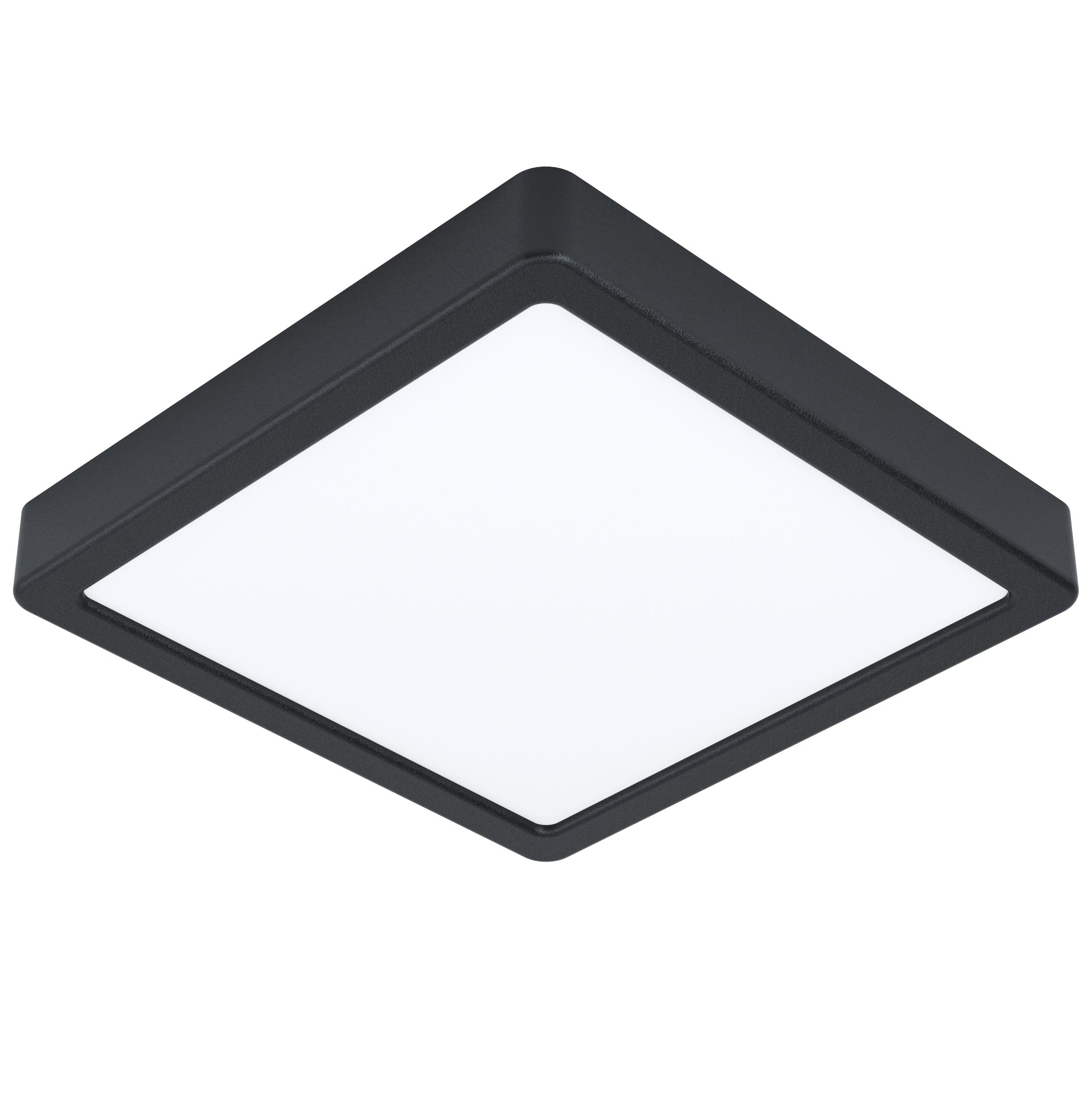 eglo fueva 5 led black square flush ceiling light 21cm living room image