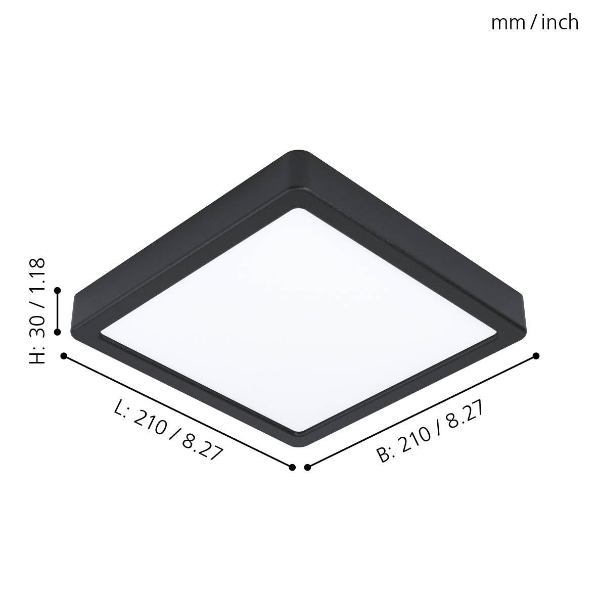 eglo fueva 5 led black square flush ceiling light 21cm kitchen lighting