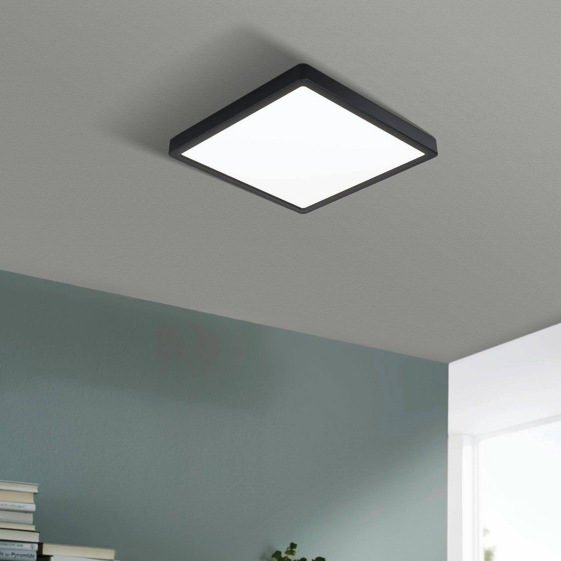 eglo fueva 5 led black square flush ceiling light 28 5cm